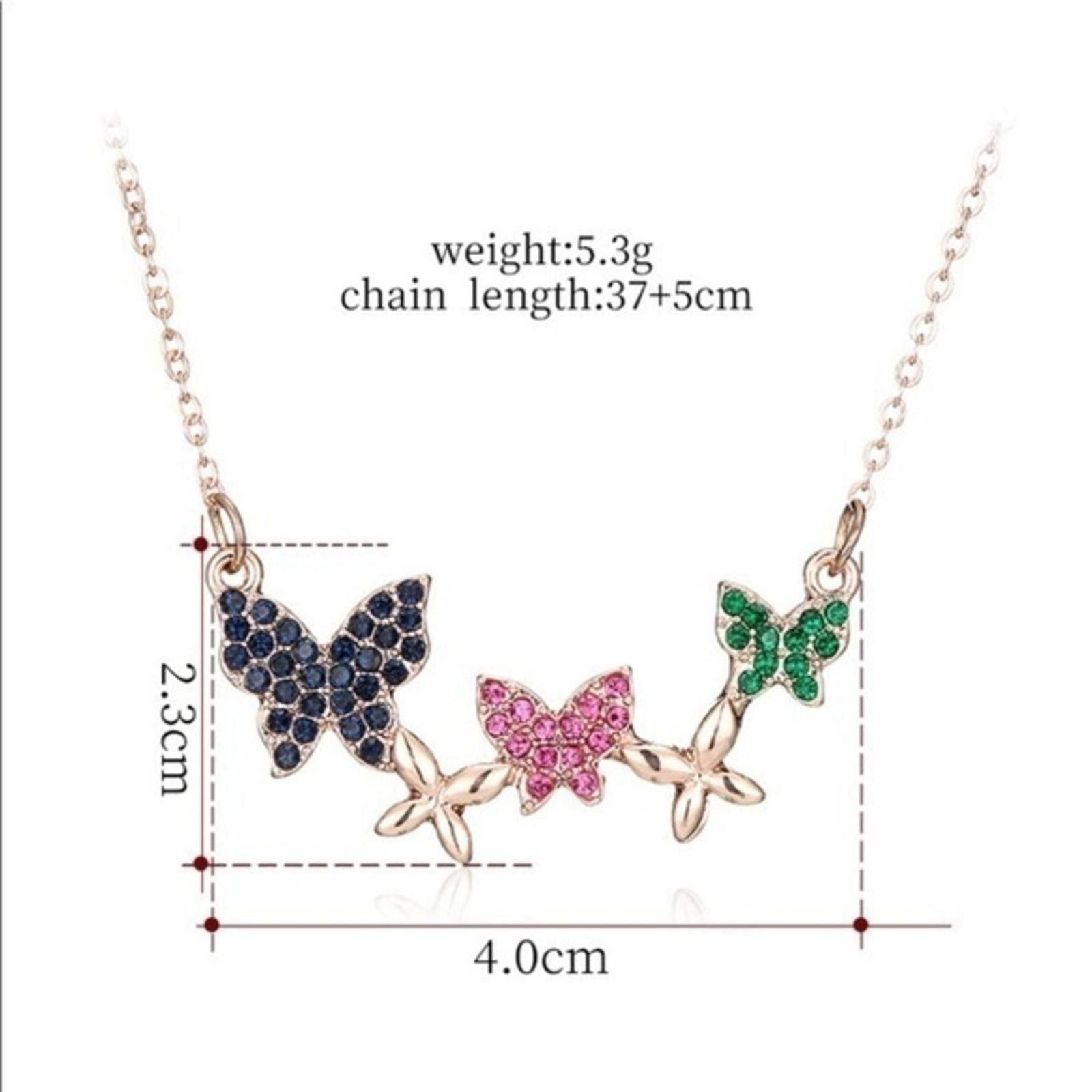 Designer Butterfly Crystal Pendant Necklace Size ONE SIZE - 4 Thumbnail