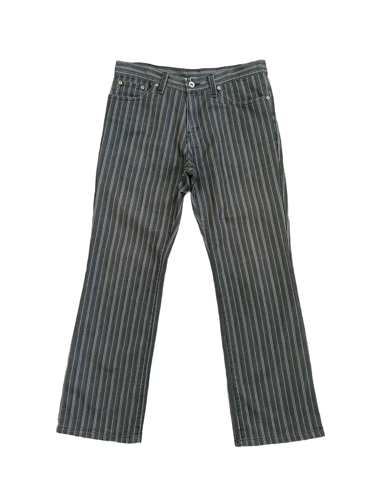 image of Vintage Flared Semantic Design Striped Bootcut Pant in Black, Men's (Size 30)