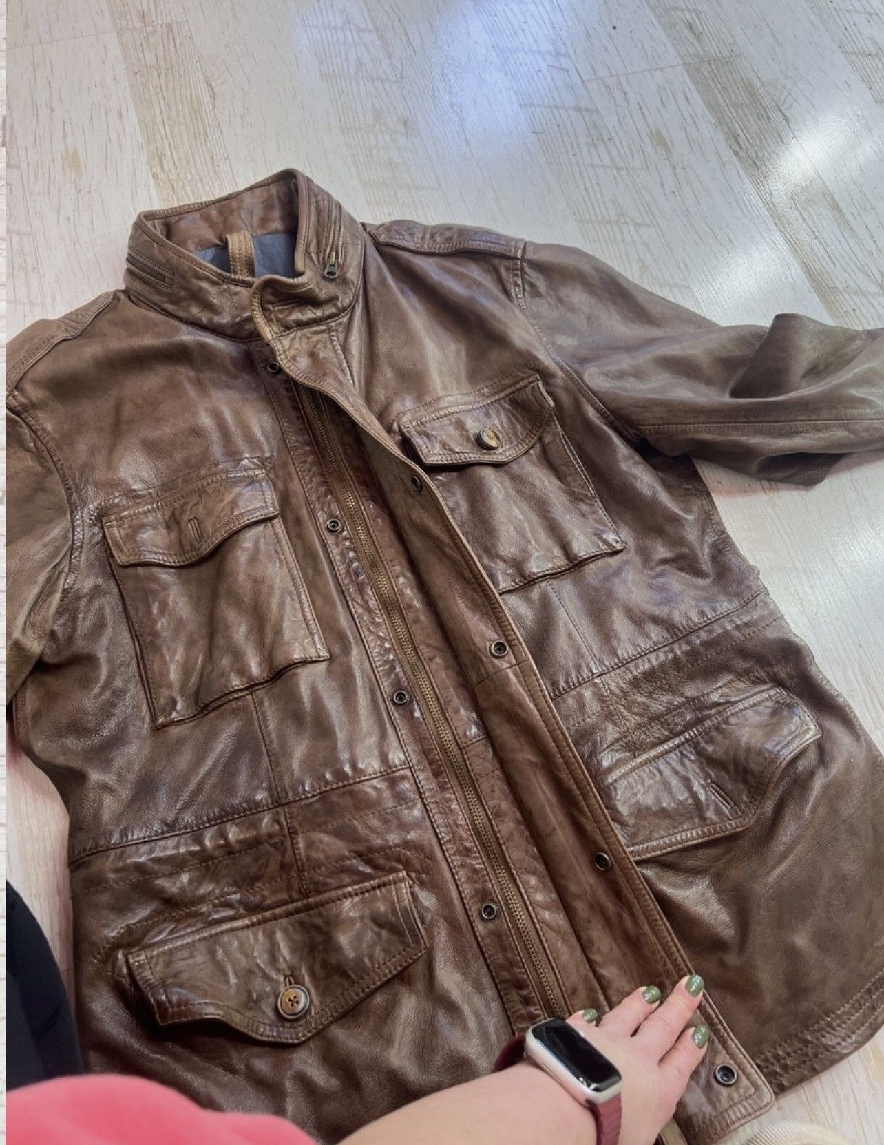 Massimo Dutti Massimo Dutti Leather Field Jacket – Brown – Size XL Size US XL / EU 56 / 4 - 4 Thumbnail