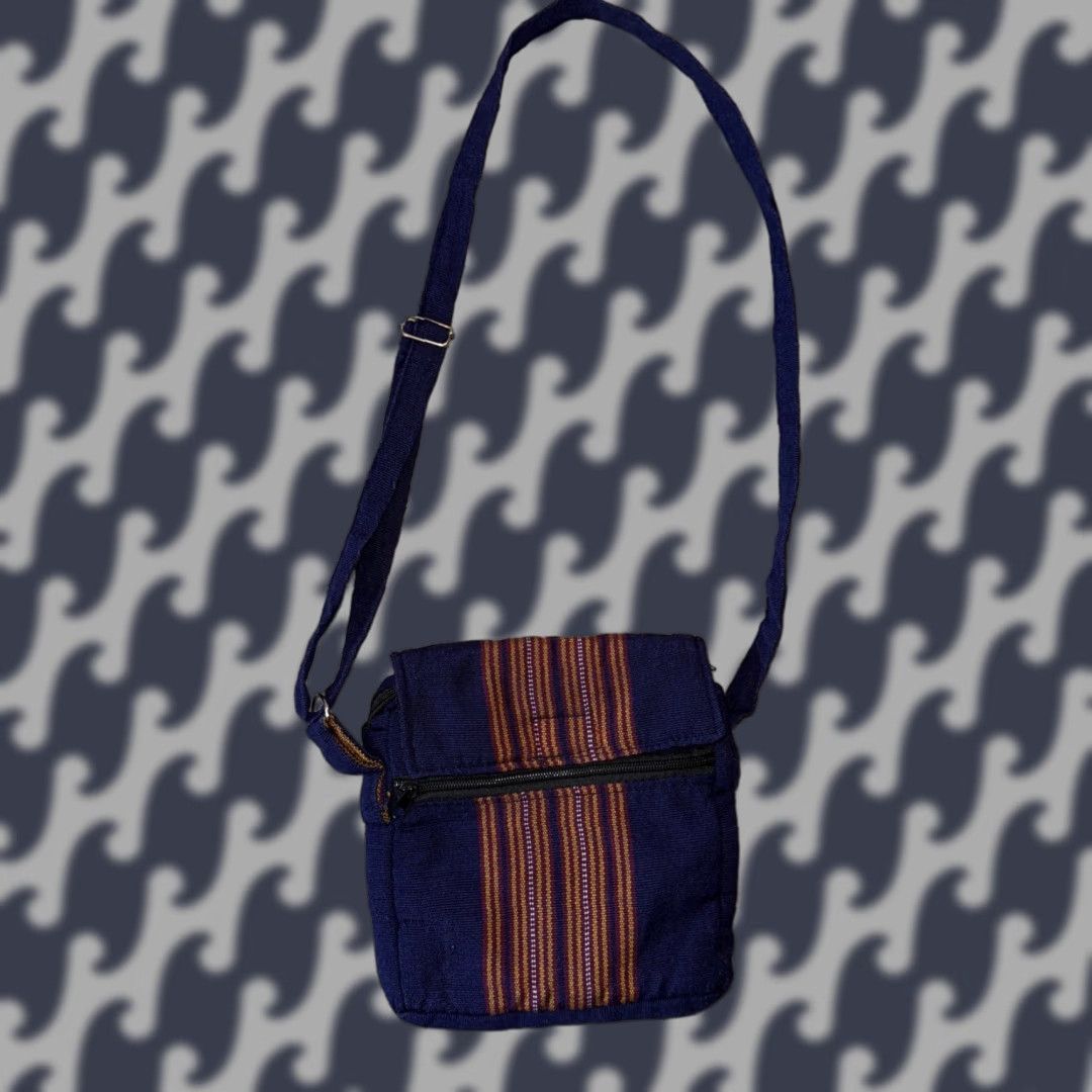 Vintage Unbranded Crossbody Bag Fabric Small 8x8 Blue Striped Travel Casual Adjustable Strap Womens Bags Size ONE SIZE - 1 Thumbnail