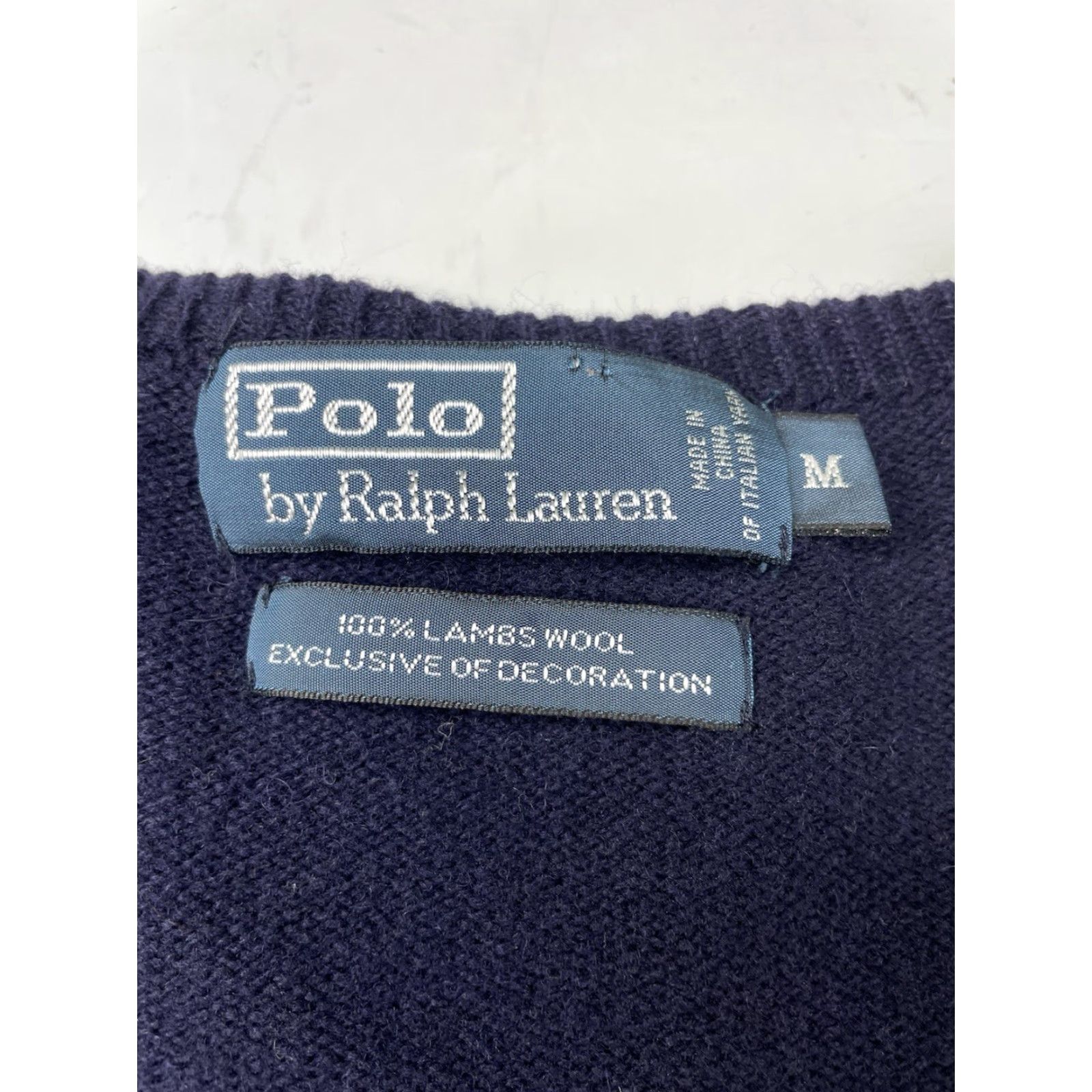Ralph Lauren VINTAGE Polo Ralph Lauren Sweater Mens M Blue Wool V-Neck Pullover Size US M / EU 48-50 / 2 - 3 Thumbnail