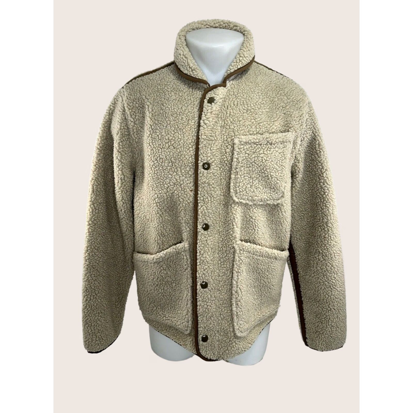 Wallace & Barnes Wallace & Barnes Jacket Ranch Western Fleece Shawl Collar M Mens Light Brown Tan Beige Modern Style Ranch Western M Jacket Size US M / EU 48-50 / 2 - 1 Thumbnail