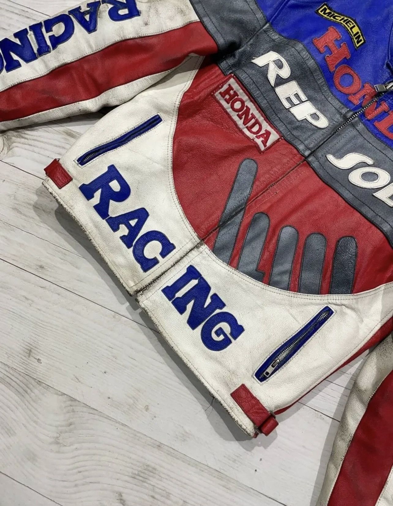 Honda Vintage Honda Repsol Racing Motorcycle Leather Jacket