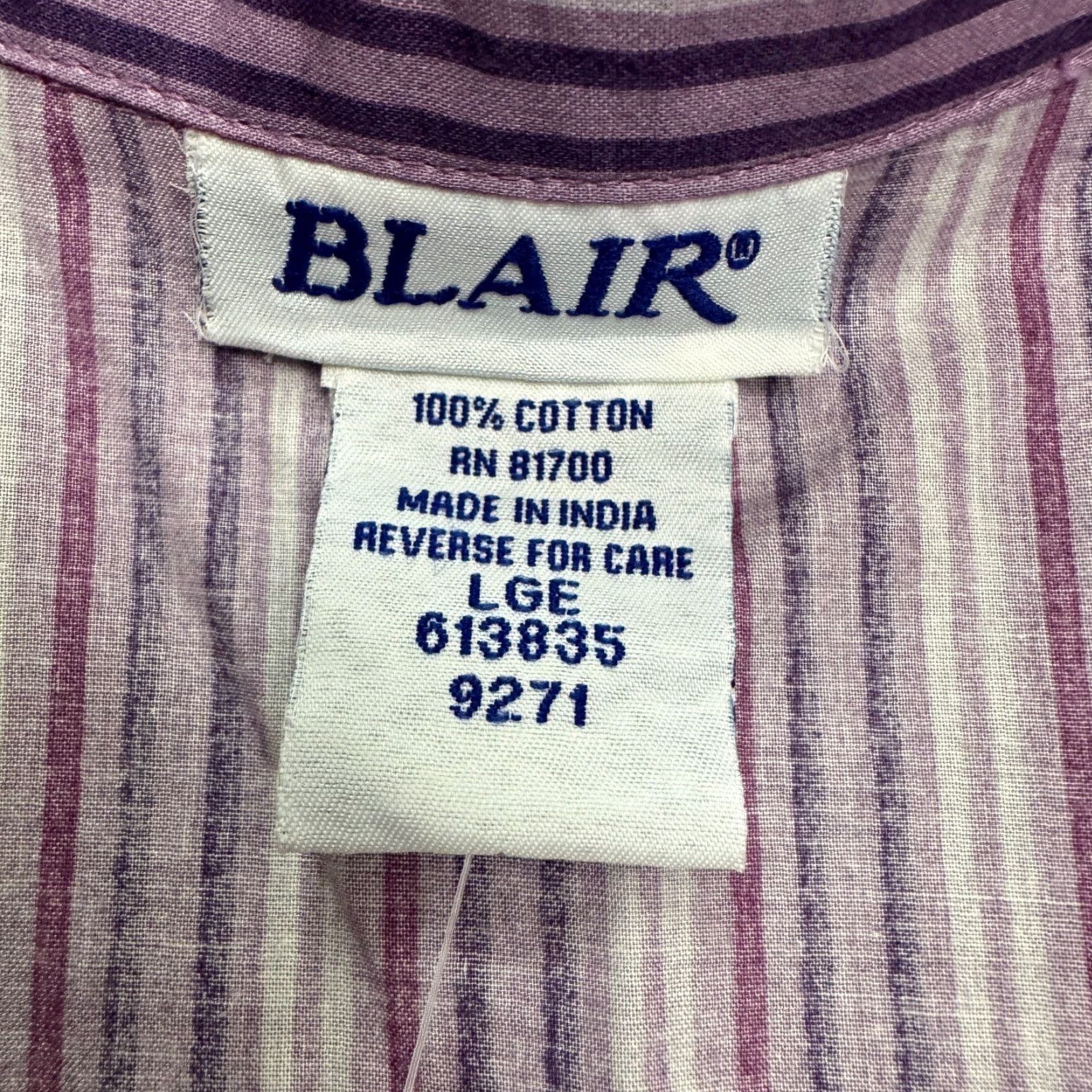 Blair Blair Shirt Blouse Women L Purple Striped 3/4 Sleeve Button Down Casual/NWOT Size L / US 10 / IT 46 - 5 Thumbnail