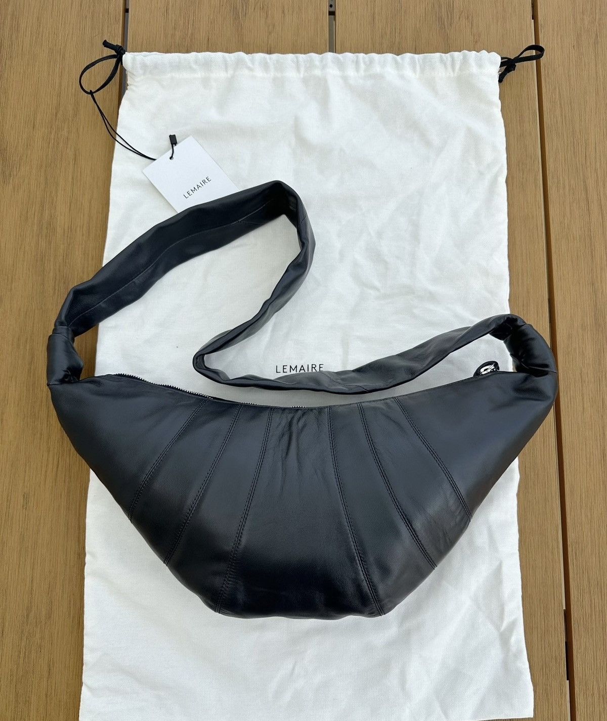 Lemaire Lemaire medium asphalt black lambskin croissant bag Size ONE SIZE - 4 Thumbnail
