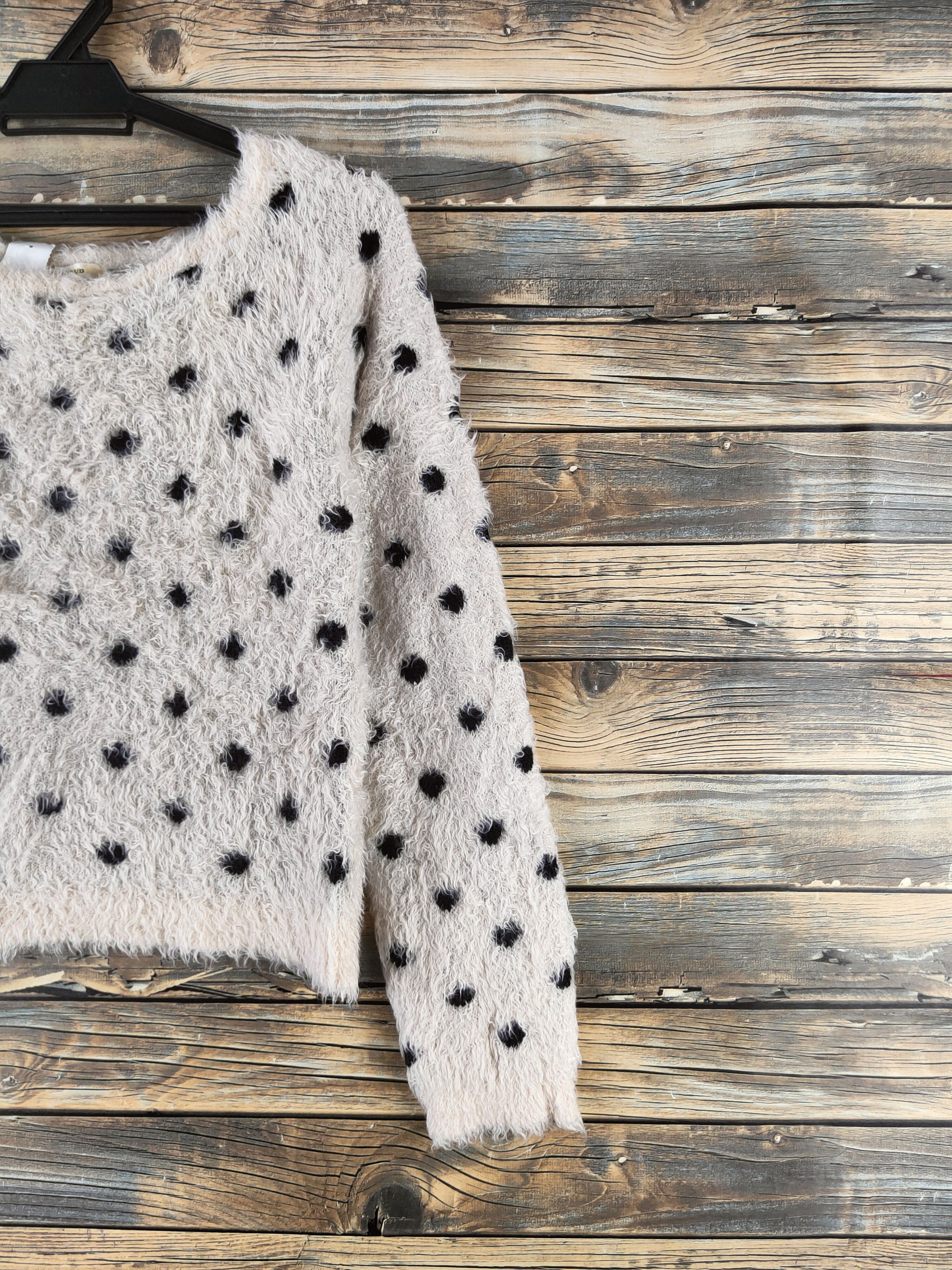 Japanese Brand DL Rose Bud Beige Polkadot Fur Mohair Knitwear #46-1001 Size S / US 4 / IT 40 - 6 Thumbnail