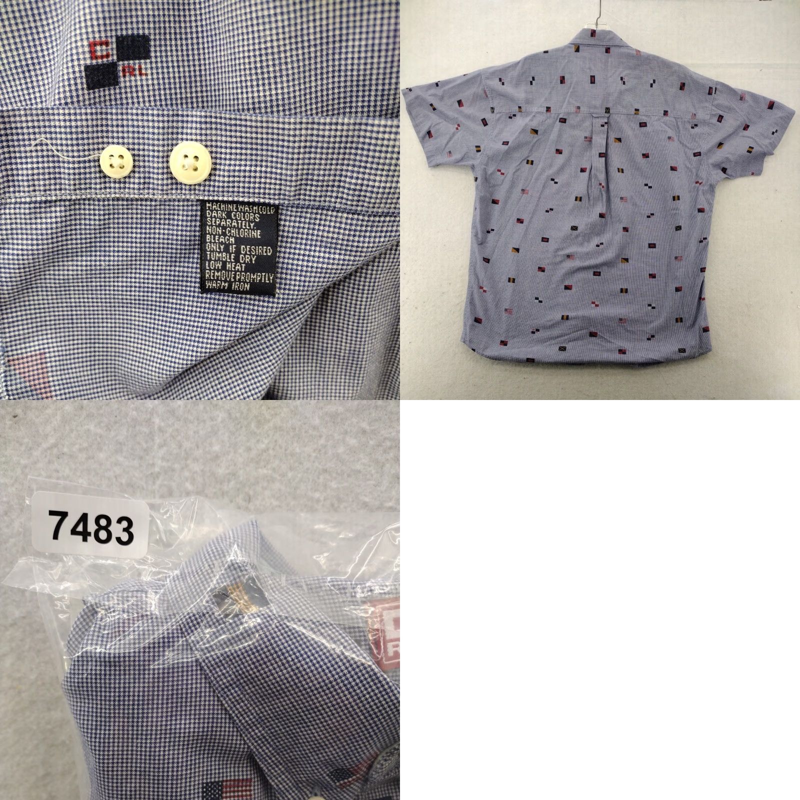 Chaps VINTAGE Chaps Ralph Lauren Shirt Men's Blue Large Flags All Over Button Up 90s Size US L / EU 52-54 / 3 - 8 Thumbnail