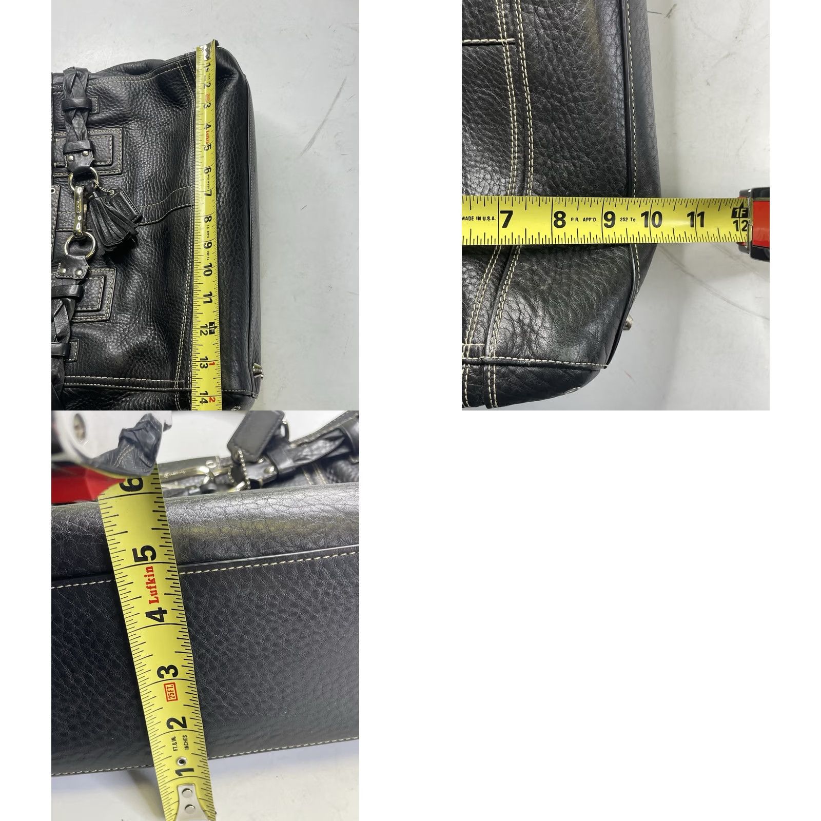 Coach Coach Hamptons Tote Handbag Pebbled Leather Black F13084 Y2K Bag Size ONE SIZE - 9 Thumbnail