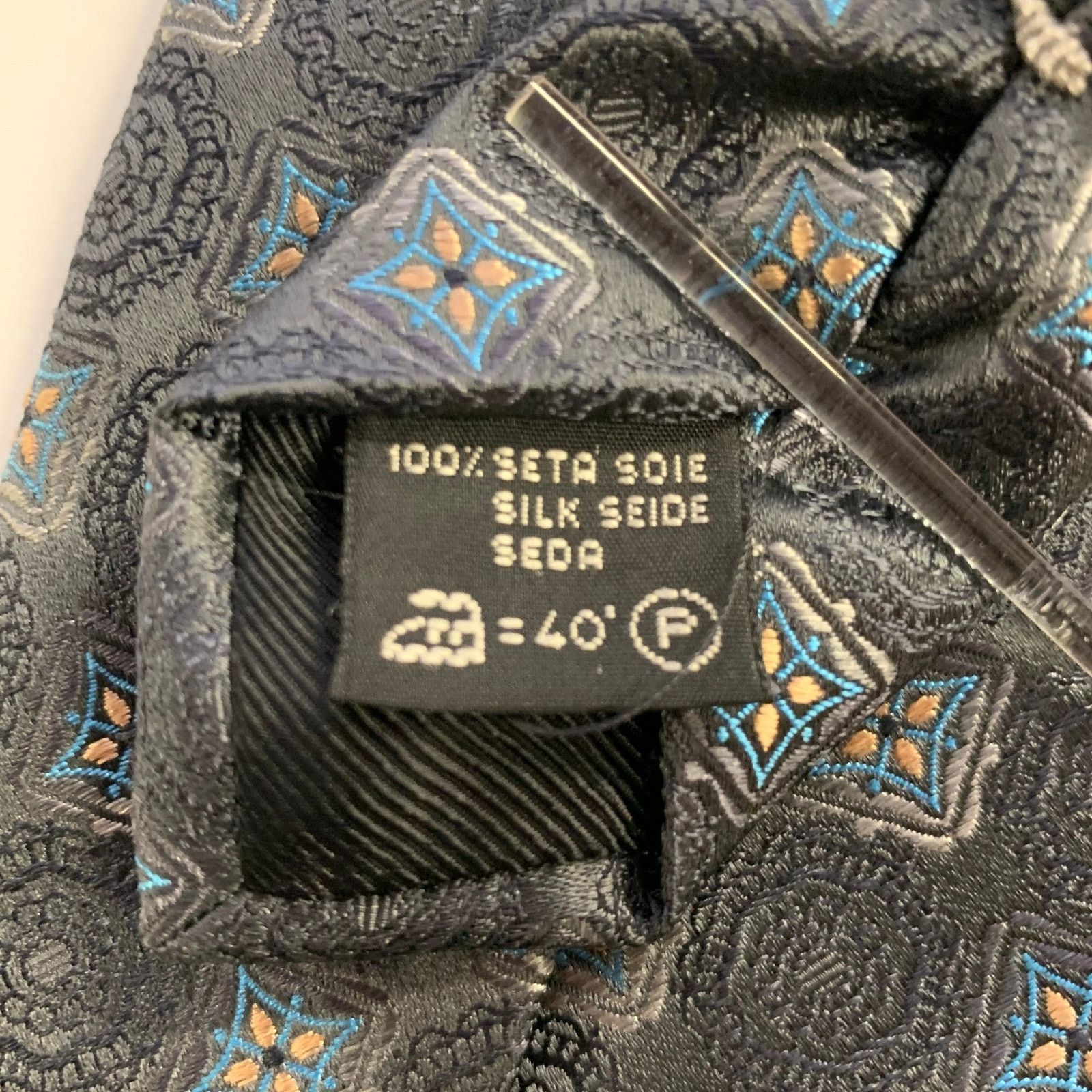 Ermenegildo Zegna ERMENEGILDO ZEGNA One Size Grey Blue Silk Tie Size ONE SIZE - 3 Thumbnail