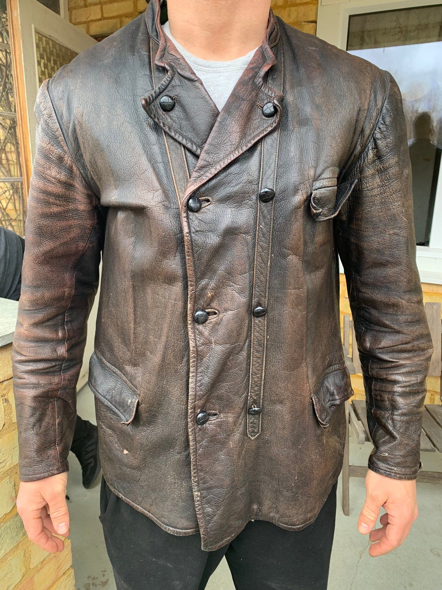 Vintage 1960s - Buckleback Leather Jacket - Made in Sweden Size US XL / EU 56 / 4 - 2 Thumbnail