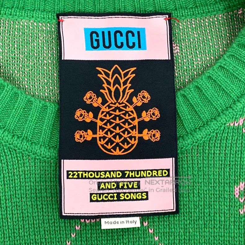 Gucci Gucci Green logo jacquard full-printed wool round-neck lon Size US XXL / EU 58 / 5 - 5 Thumbnail