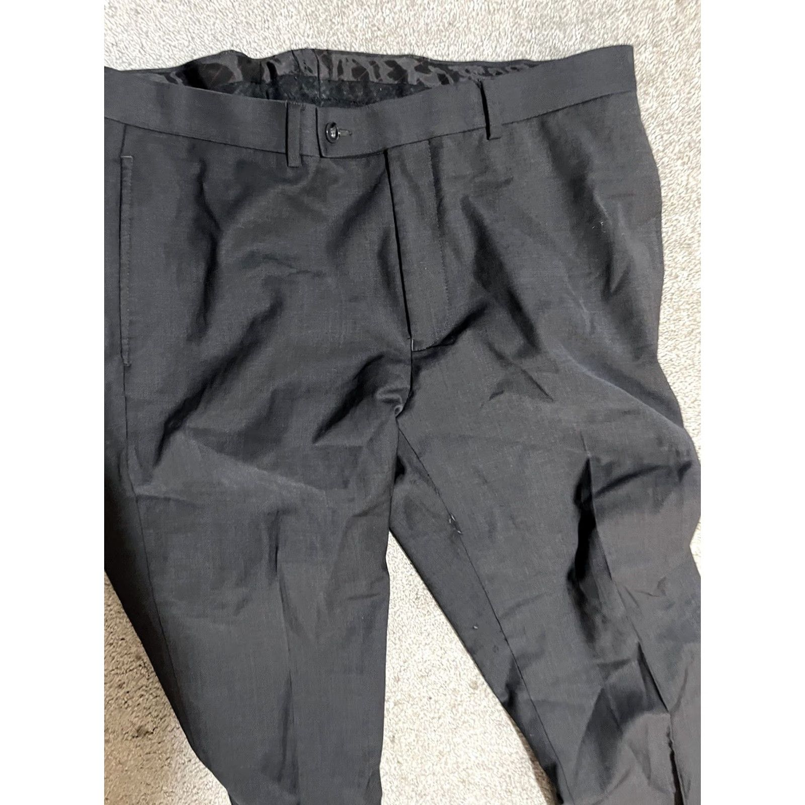Calvin Klein Calvin Klein Dress Pants Mens 34x30 Wool Gray Flat Front Size US 34 / EU 50 - 2 Thumbnail