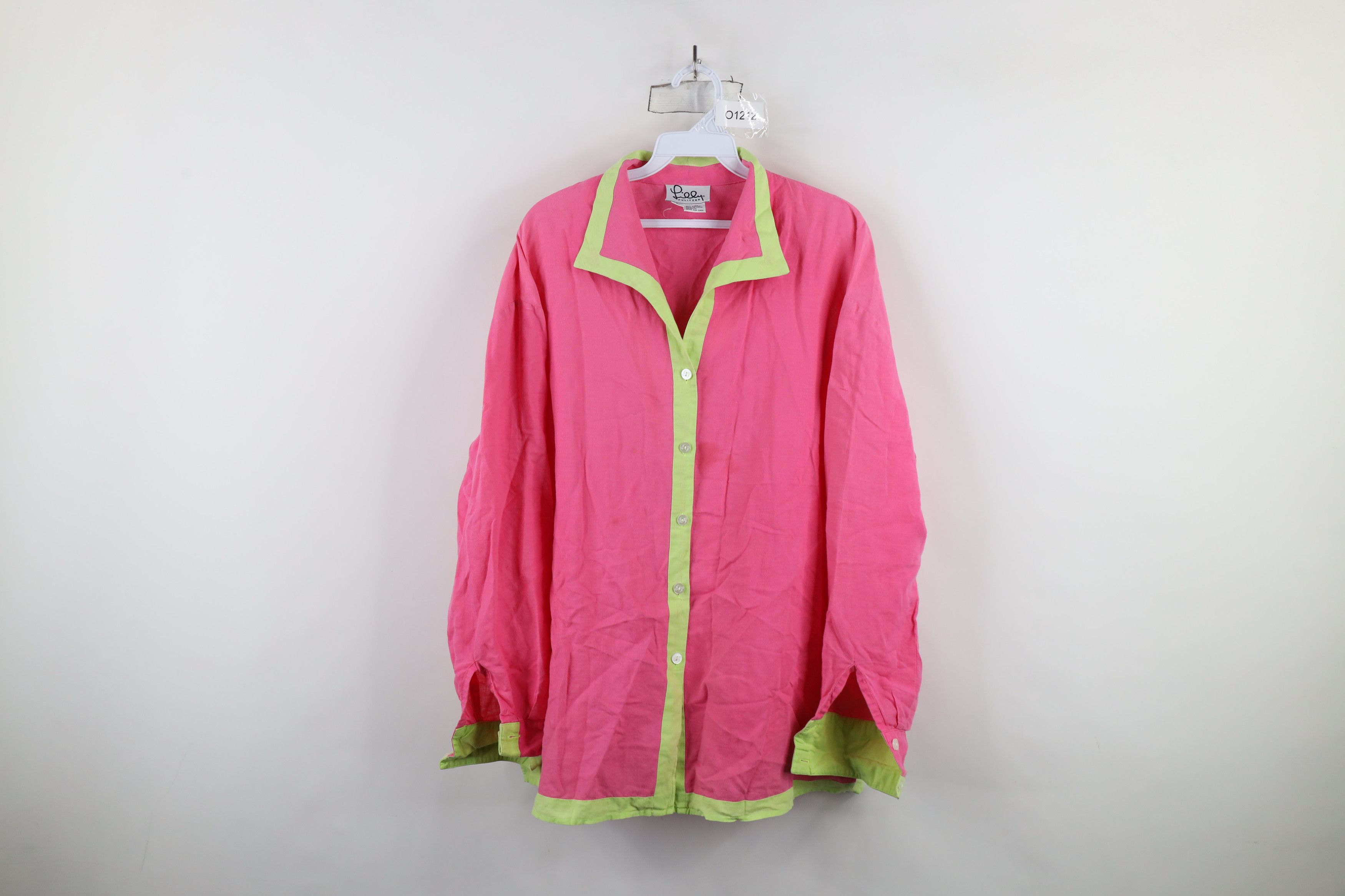 Lilly Pulitzer × Vintage Lilly Pulitzer Linen Blend Oversized Button Shirt Pink Size L / US 10 / IT 46 - 1 Thumbnail