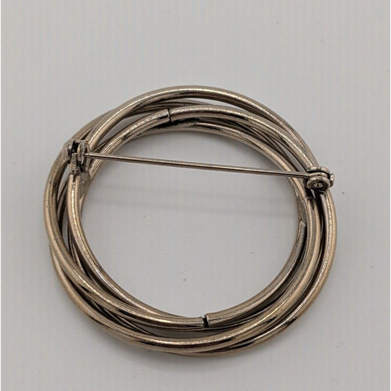 Other Vintage Layered Circular Tube Ring Silver Tone Brooch Size ONE SIZE - 6 Thumbnail