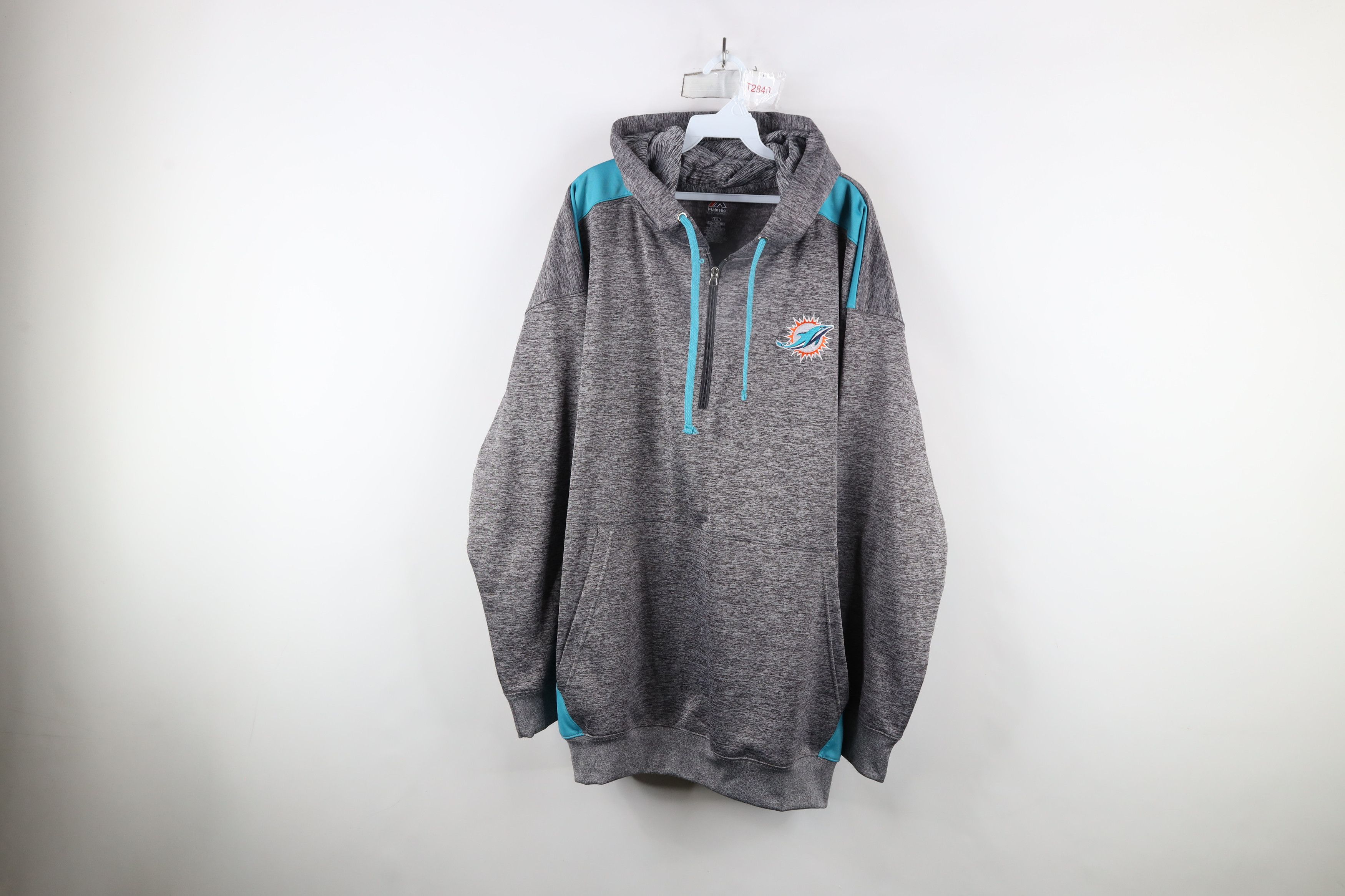 Majestic × Vintage Majestic Miami Dolphins Football Half Zip Hoodie Sweatshirt Size US XXL / EU 58 / 5 - 1 Thumbnail