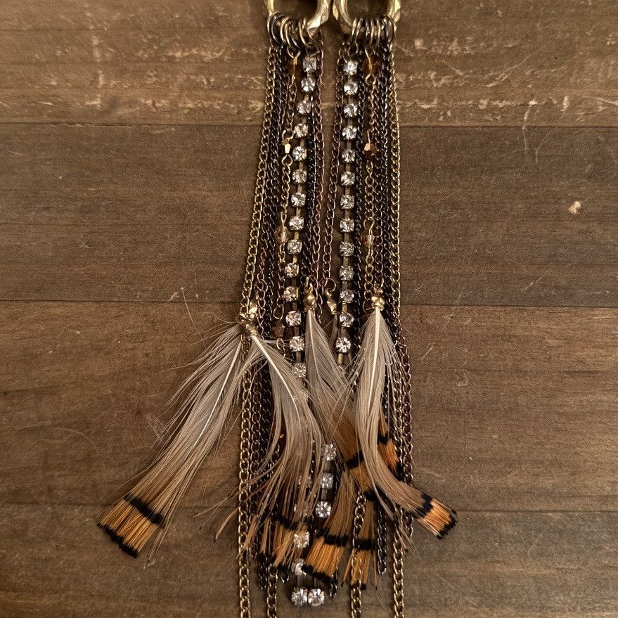 Other Arden B long chain and feathers dangle earrings Size ONE SIZE - 4 Thumbnail