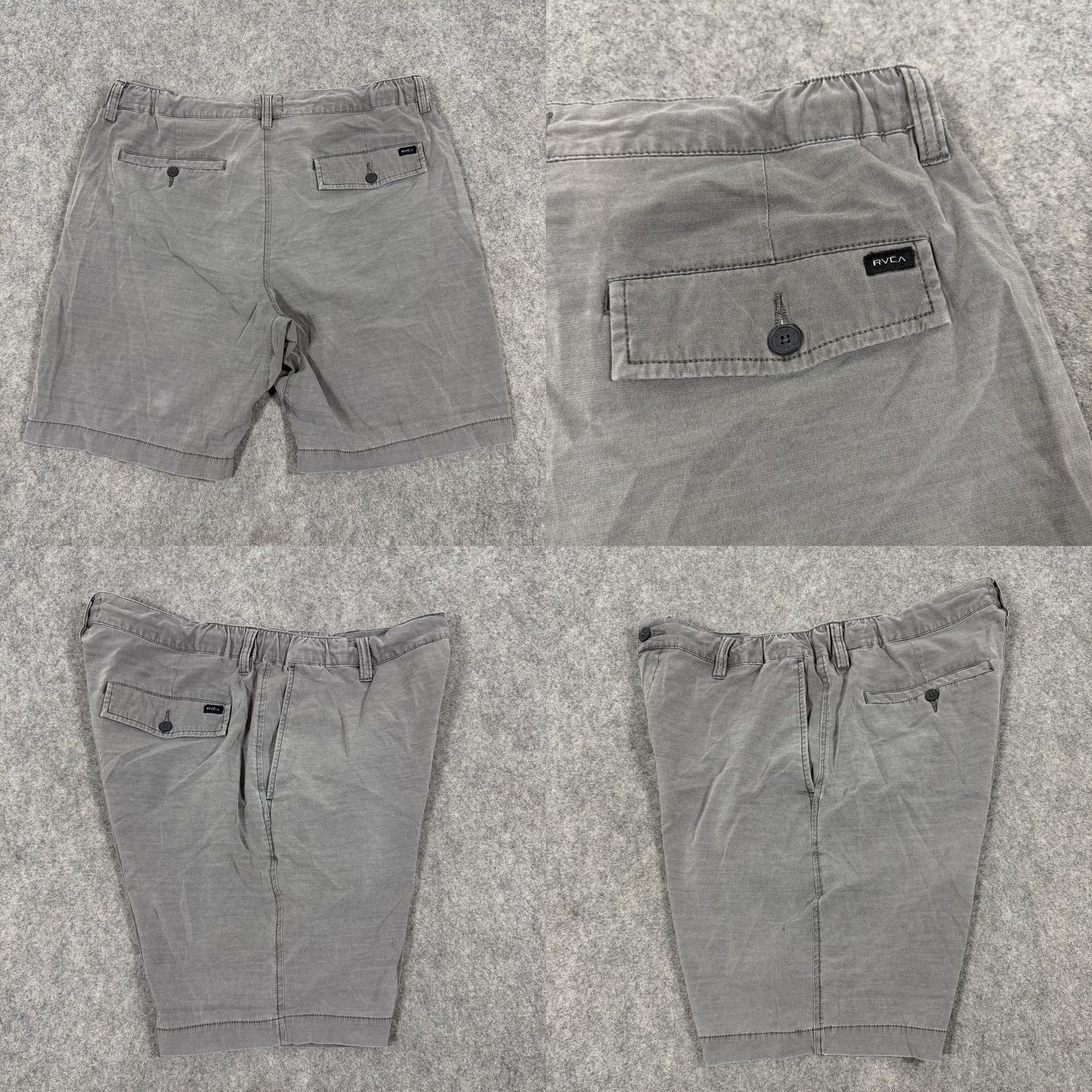RVCA RVCA Casual Outdoor Chino Shorts Men's 33 Gray Dark 90s City Rock Outdoor Modern USA Regular Mens Shorts Size US 33 - 10 Thumbnail