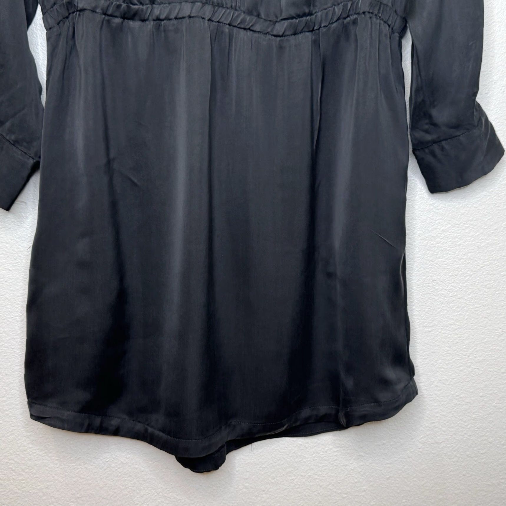 Banana Republic Banana Republic Blouson Shirt Dress Size Medium Black Long Sleeve Crew Neck Elastic Waist Cupro Size M / US 6-8 / IT 42-44 - 4 Thumbnail