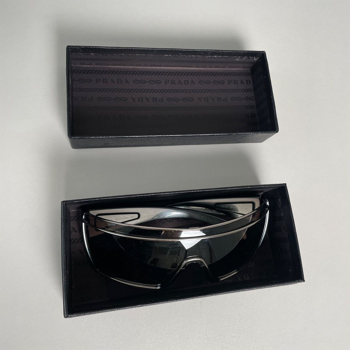 Prada PRADA 80’s Silver Mask Sunglasses Size ONE SIZE - 12 Thumbnail