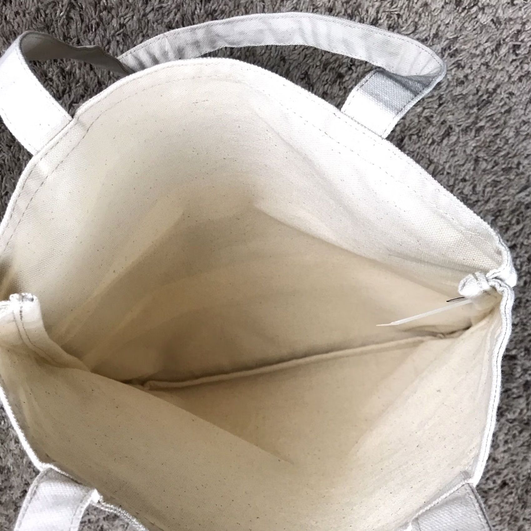 Ann Taylor NWT Ann Taylor Loft Beige Silver Striped Tote Bag 13.5x14 Beach Shopping Lightweight Canvas Open Tote Womens Size ONE SIZE - 6 Thumbnail