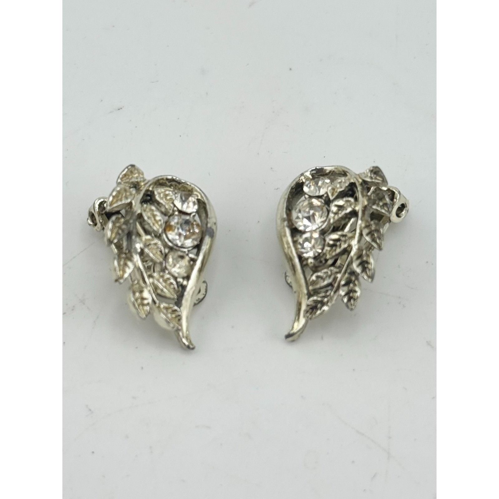 Vintage Vintage rhinestone leaf earrings Size ONE SIZE - 4 Thumbnail