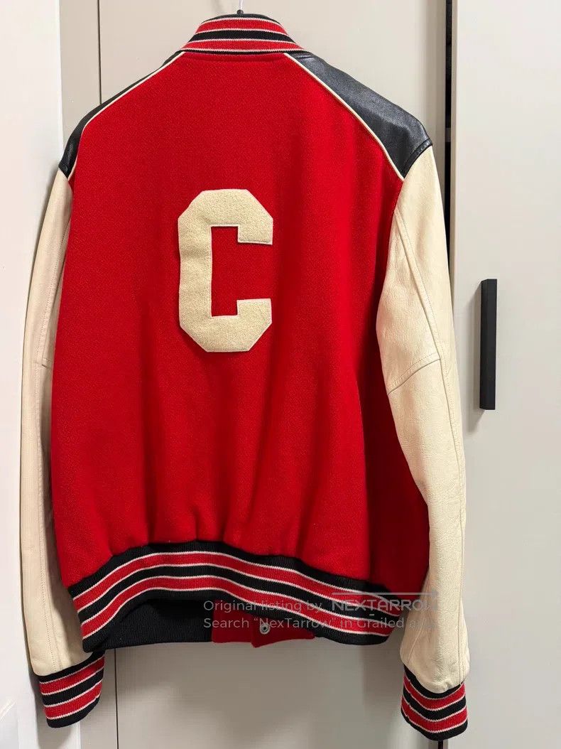 Celine CELINE Red Leather Sleeve Baseball Jacket Size US M / EU 48-50 / 2 - 3 Thumbnail