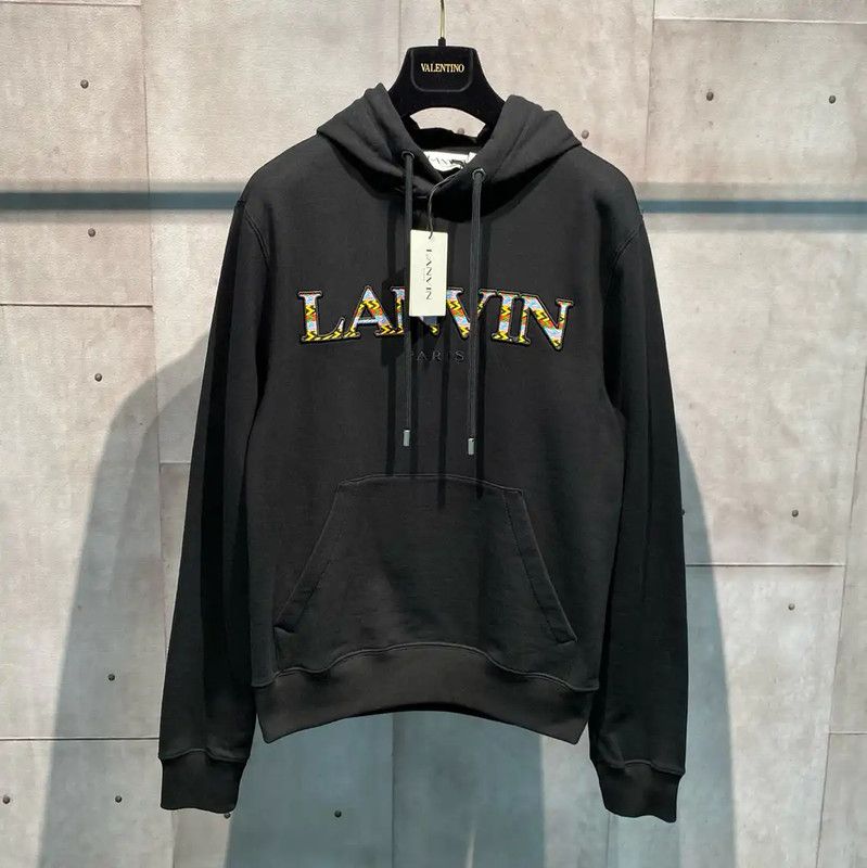 Lanvin Lanvin Black Cotton Long Sleeve Hoodie 0089 Size US XL / EU 56 / 4 - 1 Thumbnail