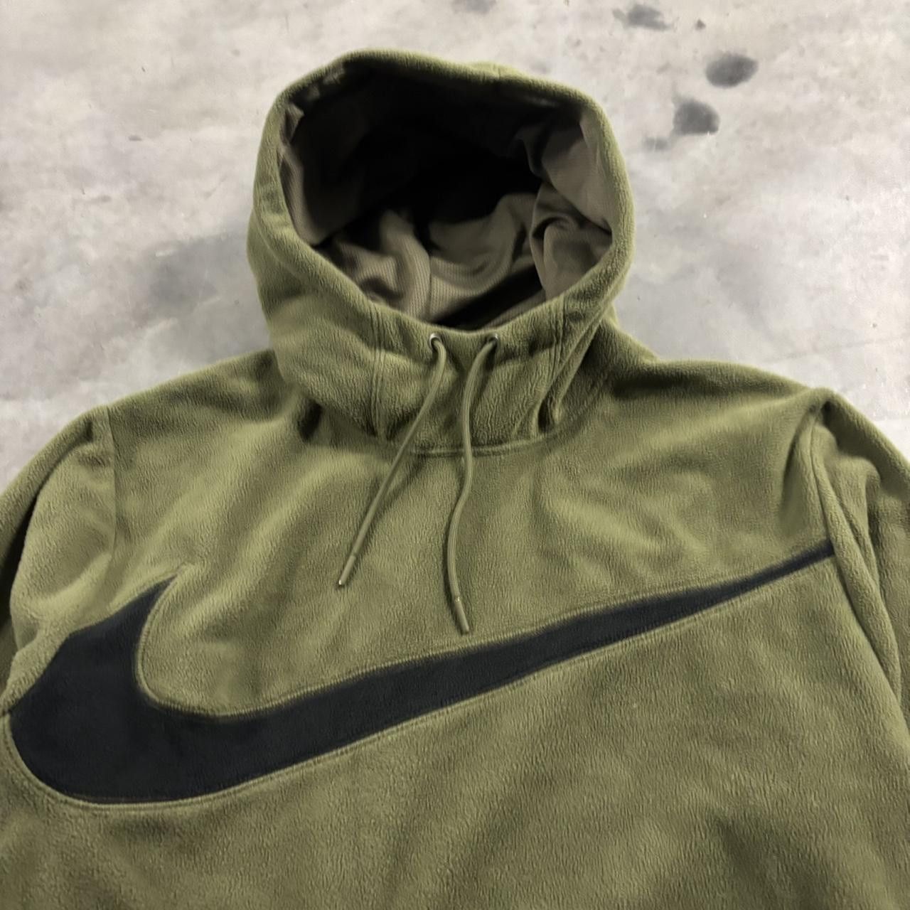 Nike Crazy Vintage Y2K/2000s Khaki Green Nike Big Swoosh Fleece Streetwear Hoodie! Size M Size US M / EU 48-50 / 2 - 2 Thumbnail