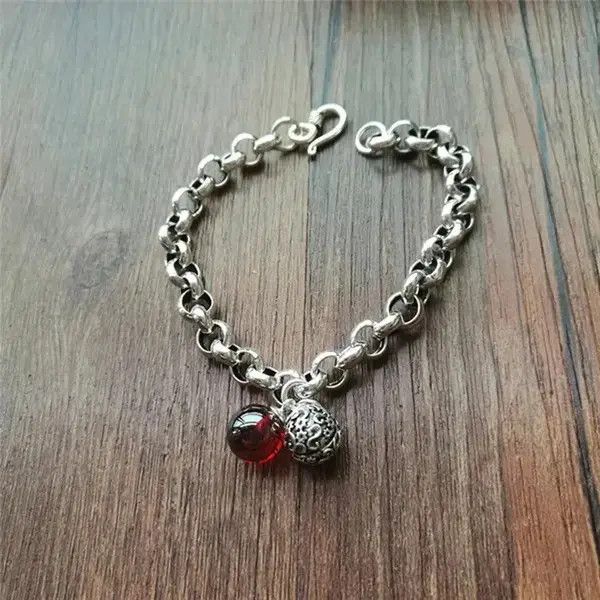Japanese Brand Red Stone Bead Hollow Bell bracelets Size ONE SIZE - 2 Thumbnail