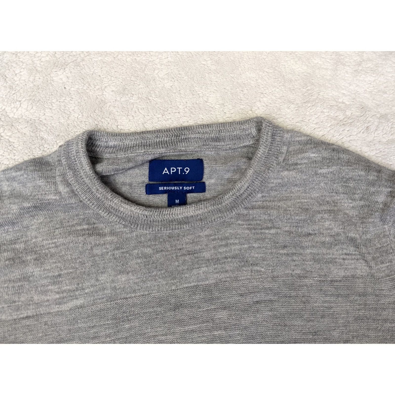 Apt. 9 Apt.9 Mens M Gray Heather Wool Blend Knit Crew Sweater Pullover Seriously Soft Crew Neck Knitwear Size US M / EU 48-50 / 2 - 4 Thumbnail