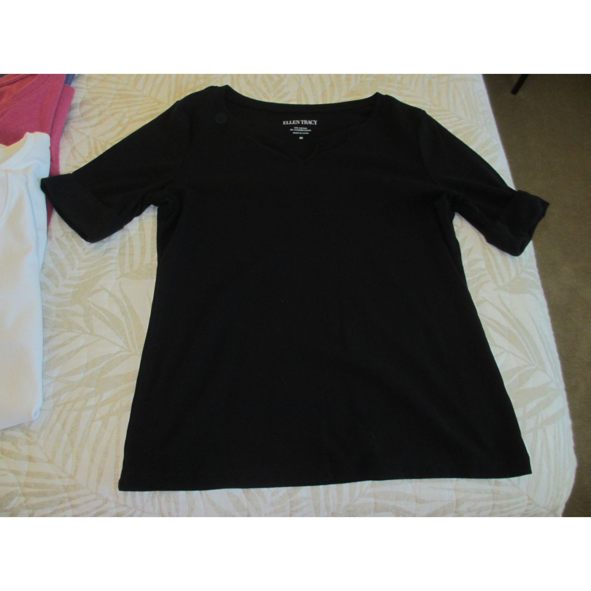 Ellen Tracy Lot of 5 Ellen Tracy Womens V-Neck T-Shirts Multi-Color Casu Size M / US 6-8 / IT 42-44 - 2 Thumbnail