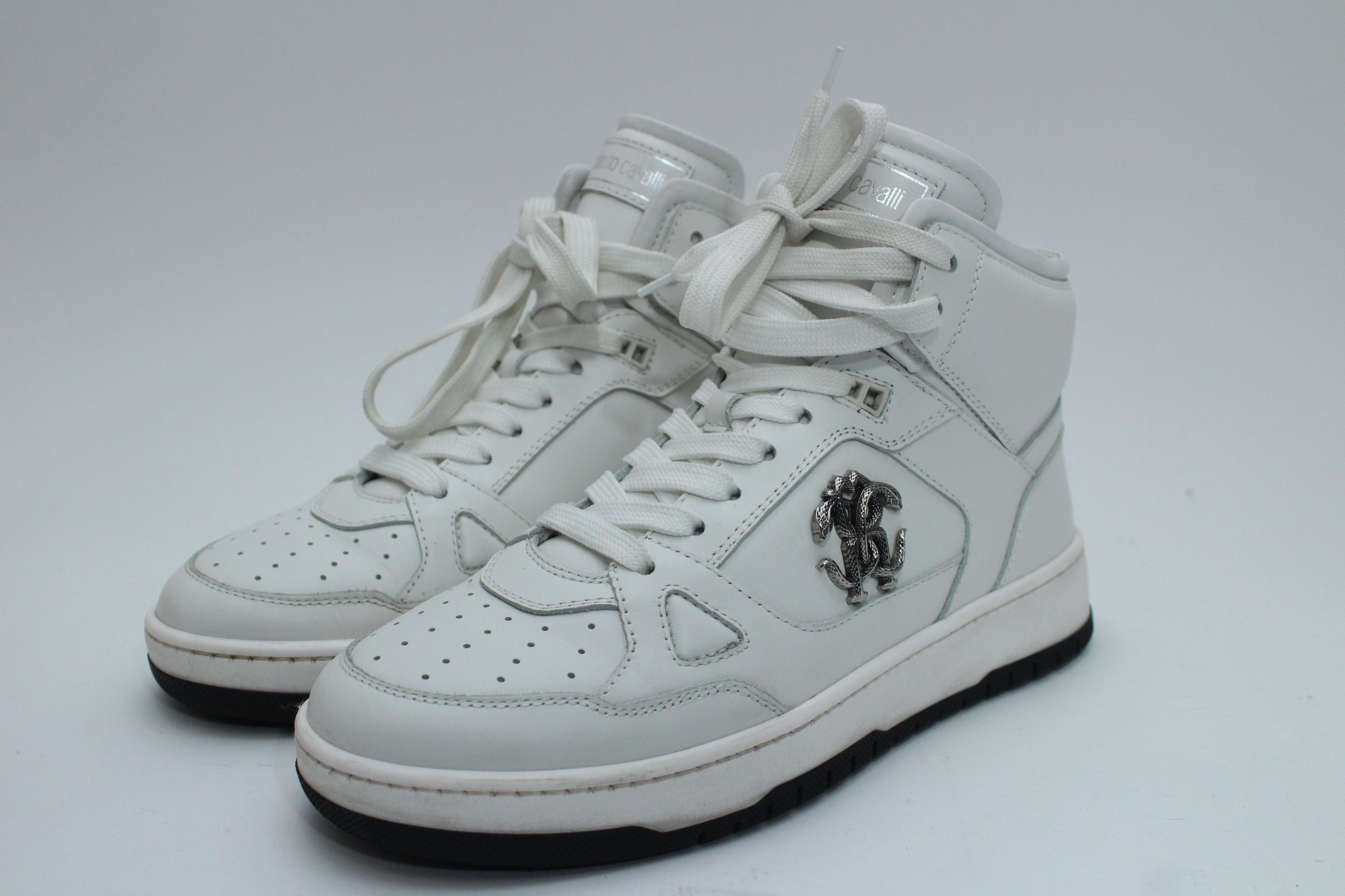 Roberto Cavalli Roberto Cavalli White Leather High-Top RC Logo Sneakers Size US 8 / EU 41 - 4 Thumbnail