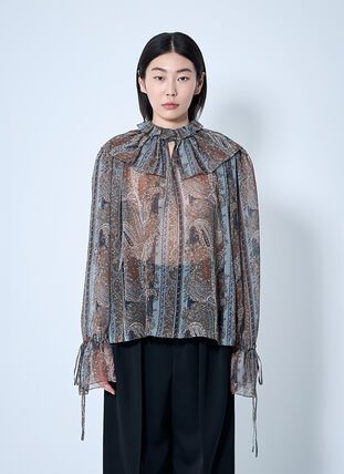 Saint Laurent Paris o1la1rc1a0226 819584 Blouse in Paisley Silk Georgette Size M / US 6-8 / IT 42-44 - 1 Thumbnail