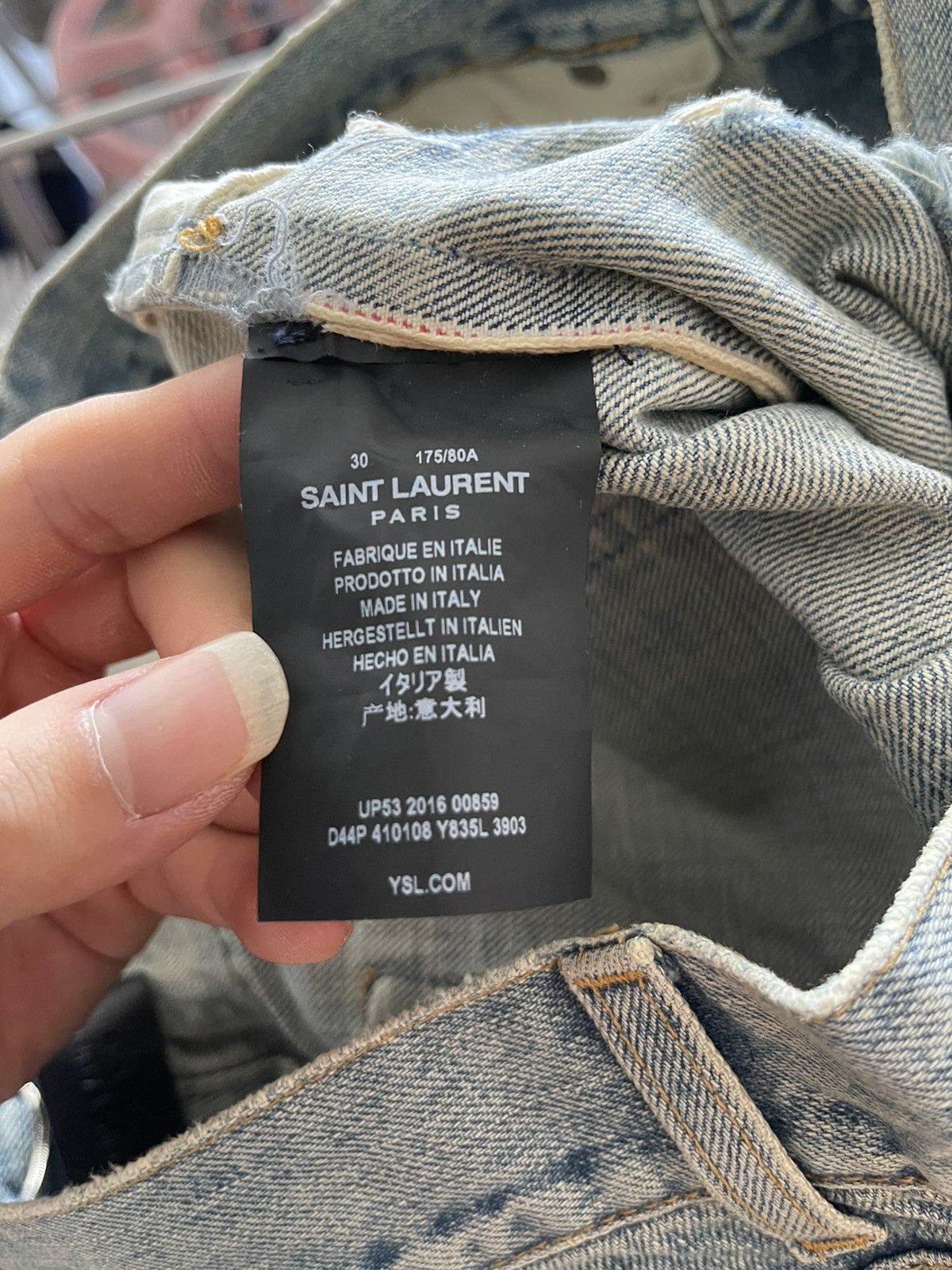 Hedi Slimane × Saint Laurent Paris 2016AW D10 Selvedge Ripped Jeans Size US 30 / EU 46 - 4 Thumbnail