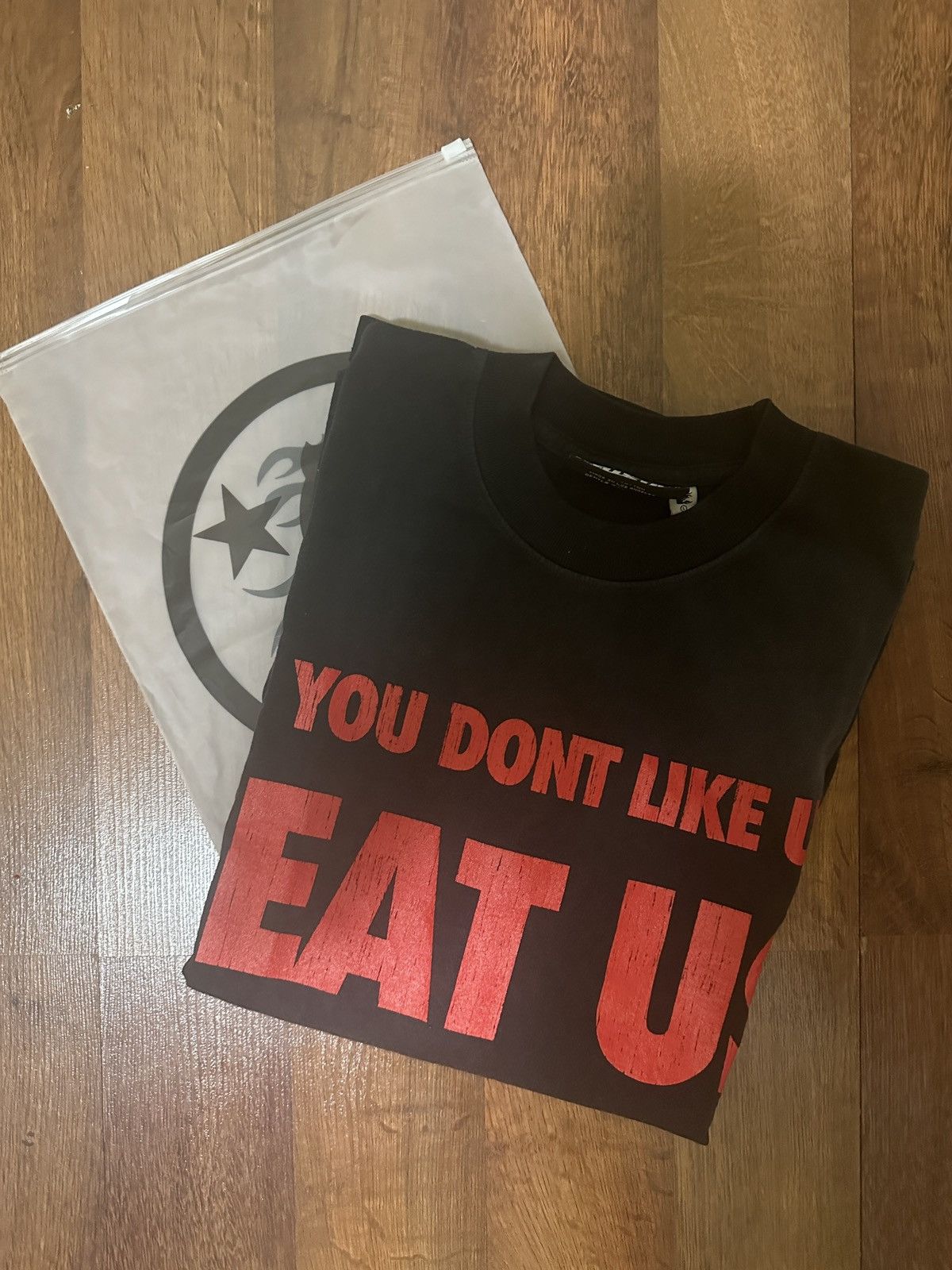 image of Hellstar Beat Us! T-Shirt (Red/black), Men's (Size Large)