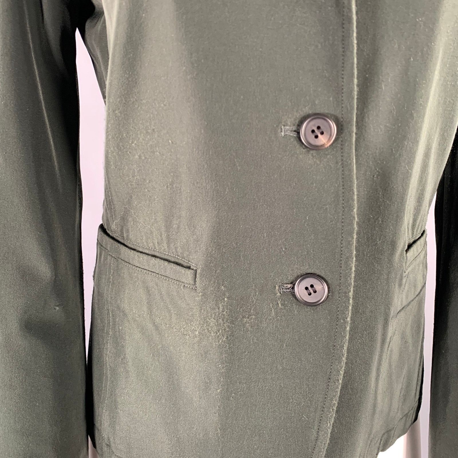 Issey Miyake ISSEY MIYAKE Size S Green Single Breasted Blazer Size S / US 4 / IT 40 - 5 Thumbnail