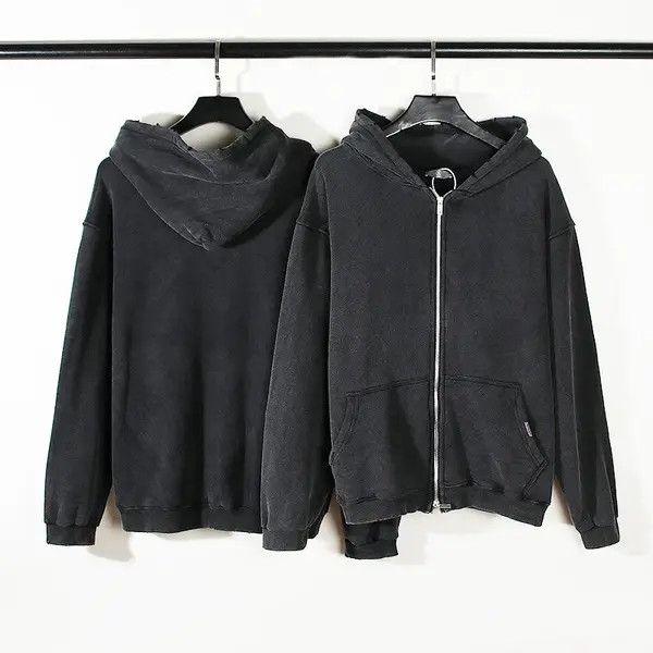 VIBE Streetwear Retro High Street Washed Zip Up Hoodie y2k Size US L / EU 52-54 / 3 - 3 Thumbnail