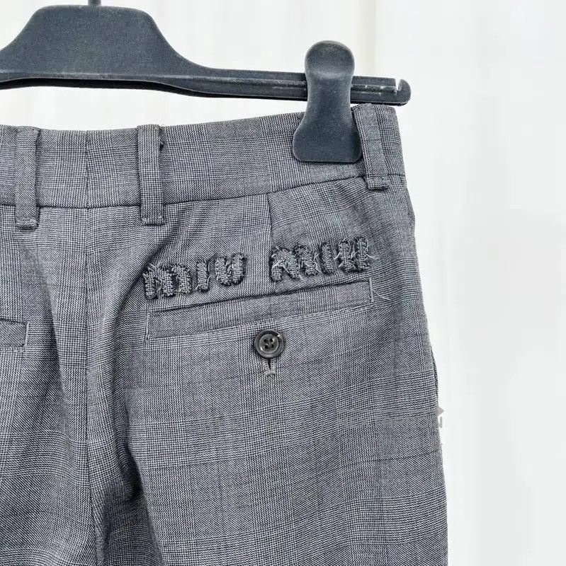 Miu Miu Miu Miu Gray Cotton Blend Embroidered Pants . Size 23" - 5 Thumbnail