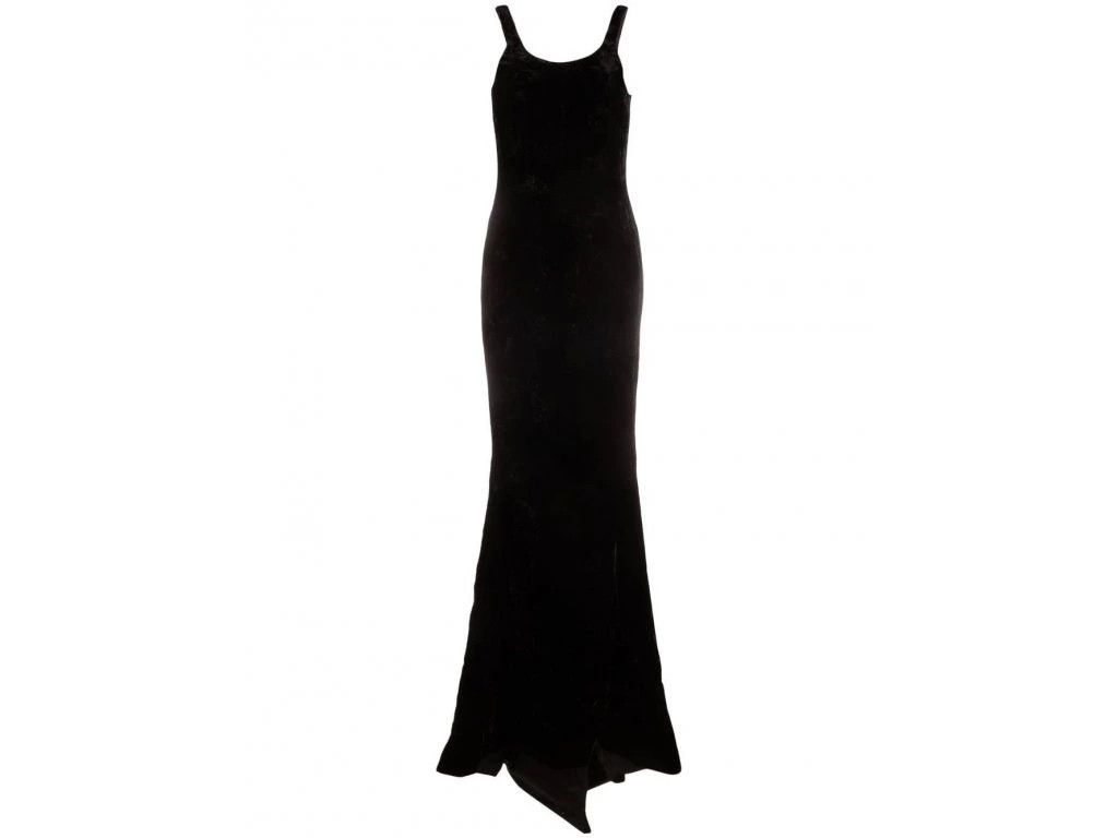 Saint Laurent Paris o1s1wg111024 Velvet Mermaid Maxi Dress in Black Size M / US 6-8 / IT 42-44 - 1 Thumbnail
