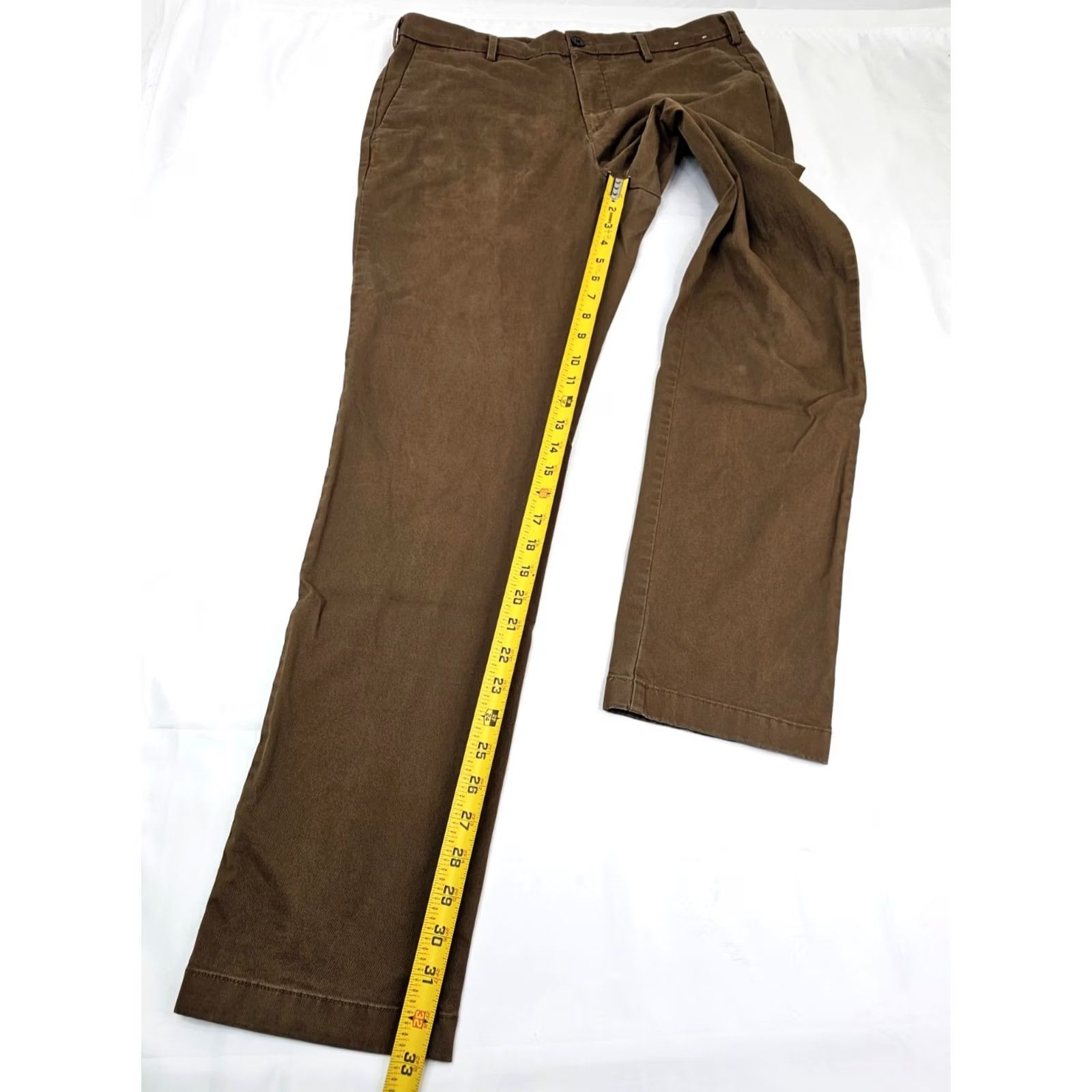 Uniqlo Uniqlo Chino Pants Straight Regular 35x34 Brown Cotton Twill Stretch Men Size US 35 - 3 Thumbnail