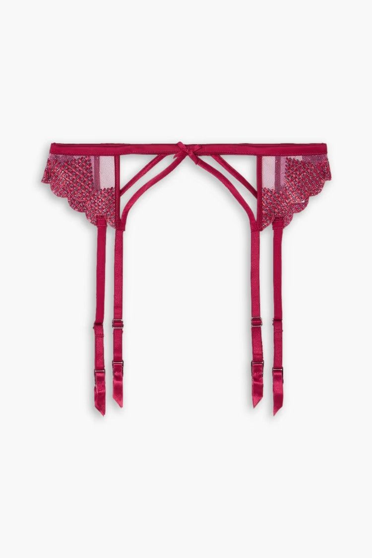 Fleur du Mal FLEUR DU MAL Silk satin-trimmed metallic suspender belt Size ONE SIZE - 1 Thumbnail