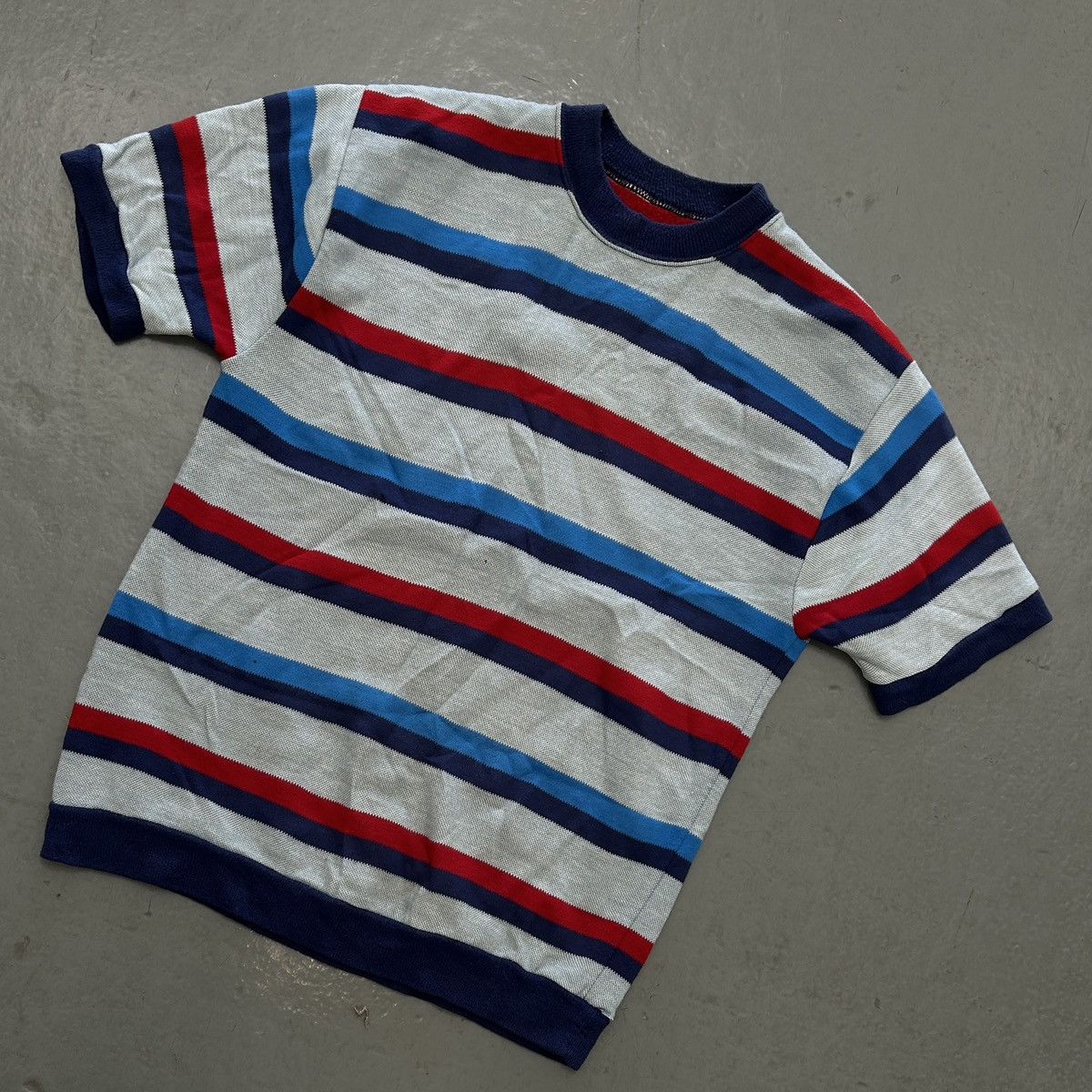 Vintage Vintage Striped Knit Tee - 70s/80s Style Size US M / EU 48-50 / 2 - 1 Thumbnail