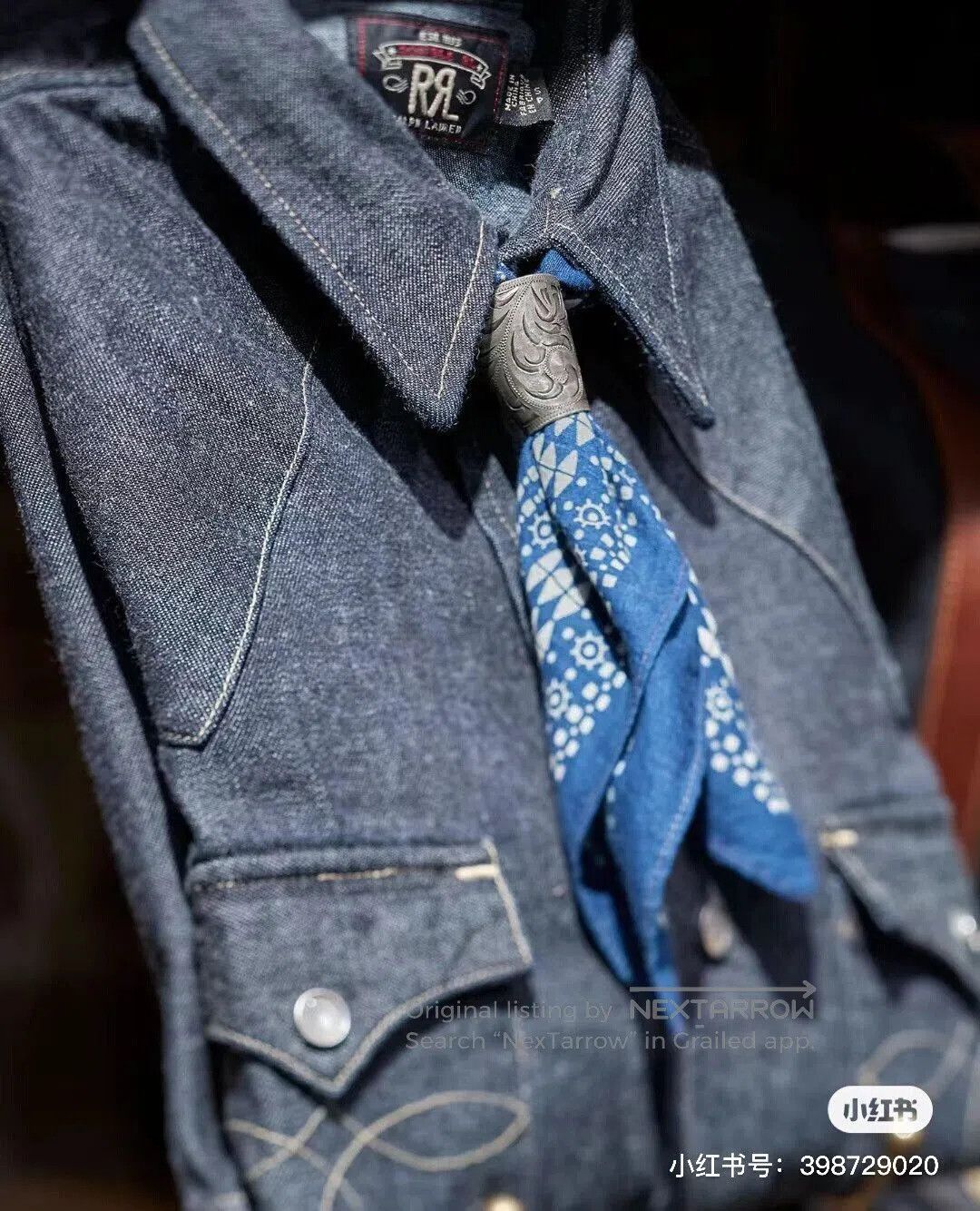 RRL Ralph Lauren RRL Denim Western Long Sleeve Shirt. Size US M / EU 48-50 / 2 - 9 Thumbnail