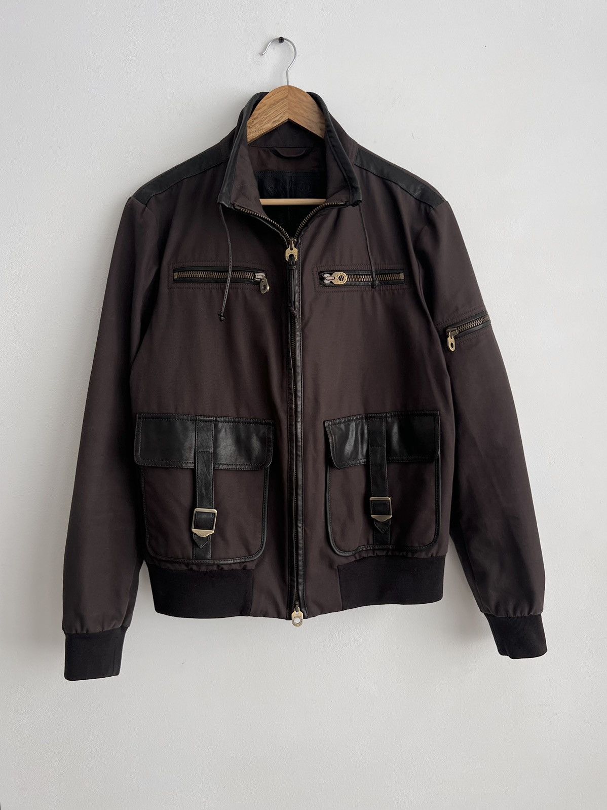 Bally Bally Canvas Leather Trimmed Brown Cargo Bomber Jacket Size US L / EU 52-54 / 3 - 1 Thumbnail