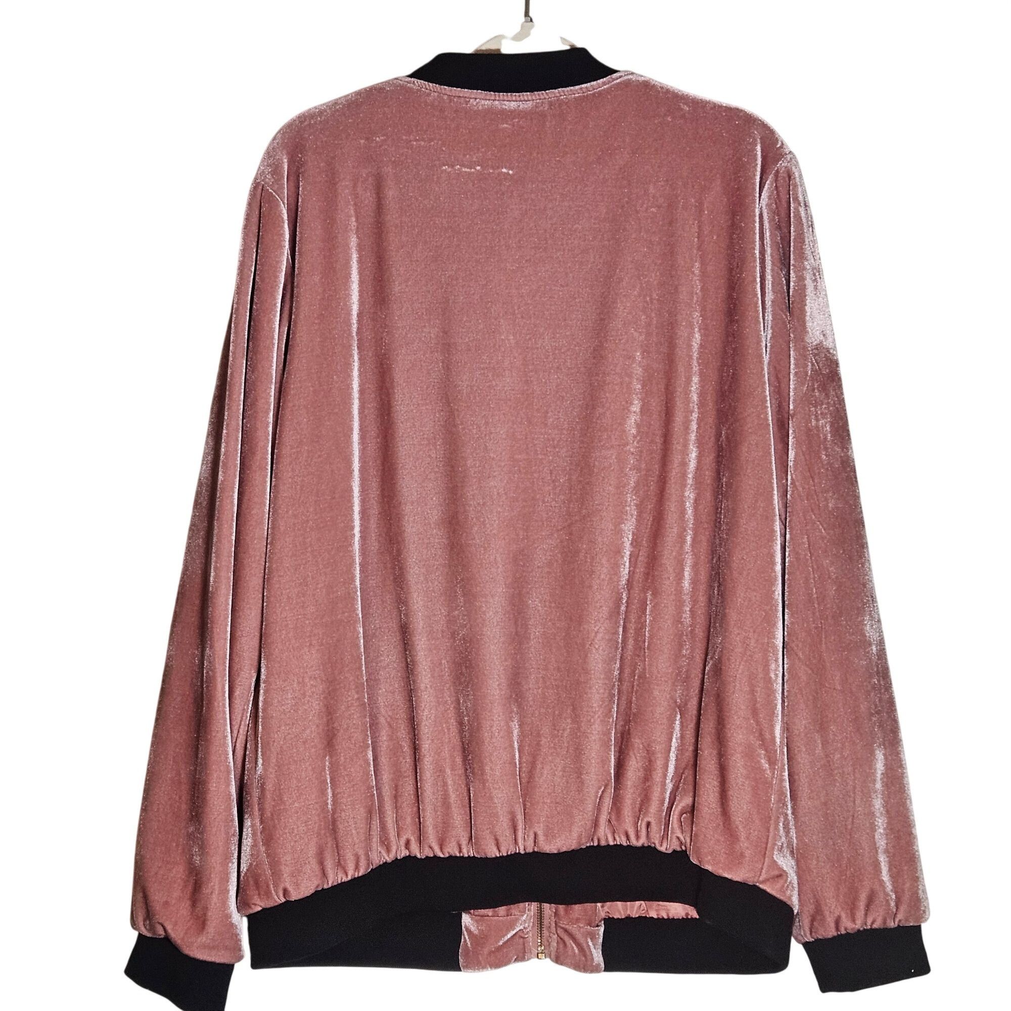 Other Sabrina Lauren Women’s Velvet Bomber Jacket Pink 3X | Quiet Size 3XL / US 20-22 - 7 Thumbnail