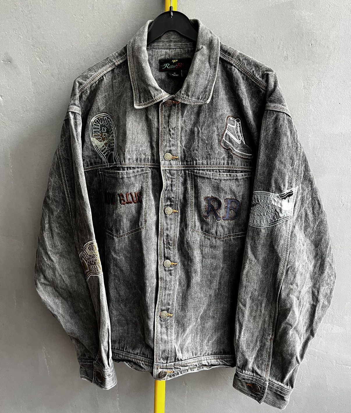 Heavy Raw Blue factory Denim jacket 90's Streetwear