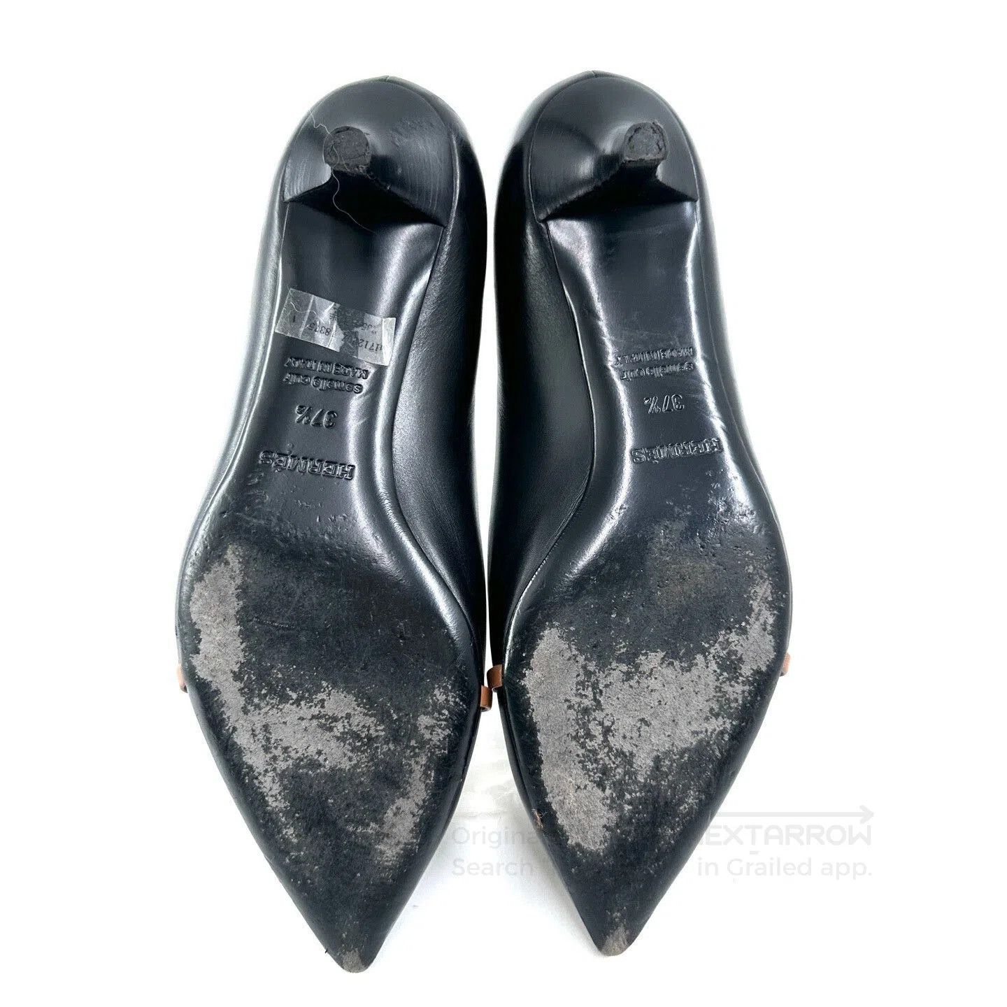 Hermes Hermes Black H-buckle Pointed Toe Heels. Size US 6.5 / IT 36.5 - 5 Thumbnail