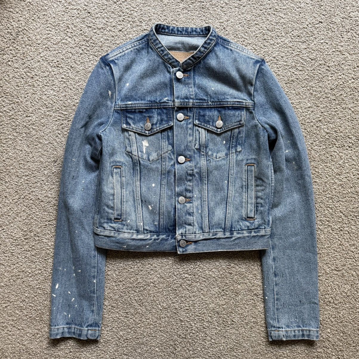 MM6 Collarless Cropped Painter Denim Jacket (Blue) Size S / US 4 / IT 40 - 10 Thumbnail