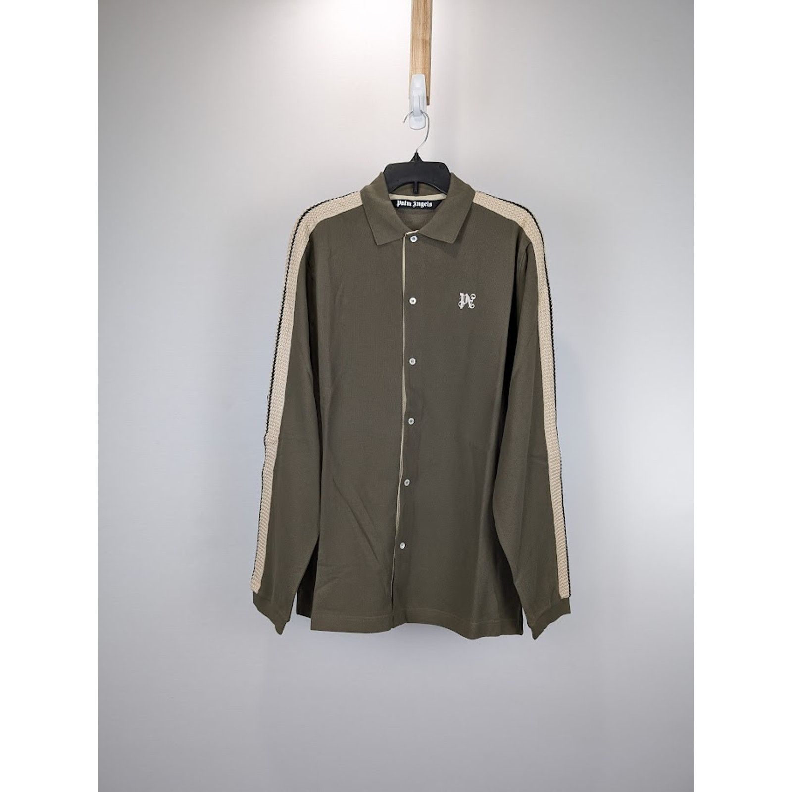 Palm Angels o1rshd1 PA Monogram Piquet Track Shirt in Brown Size US XS / EU 42 / 0 - 1 Thumbnail