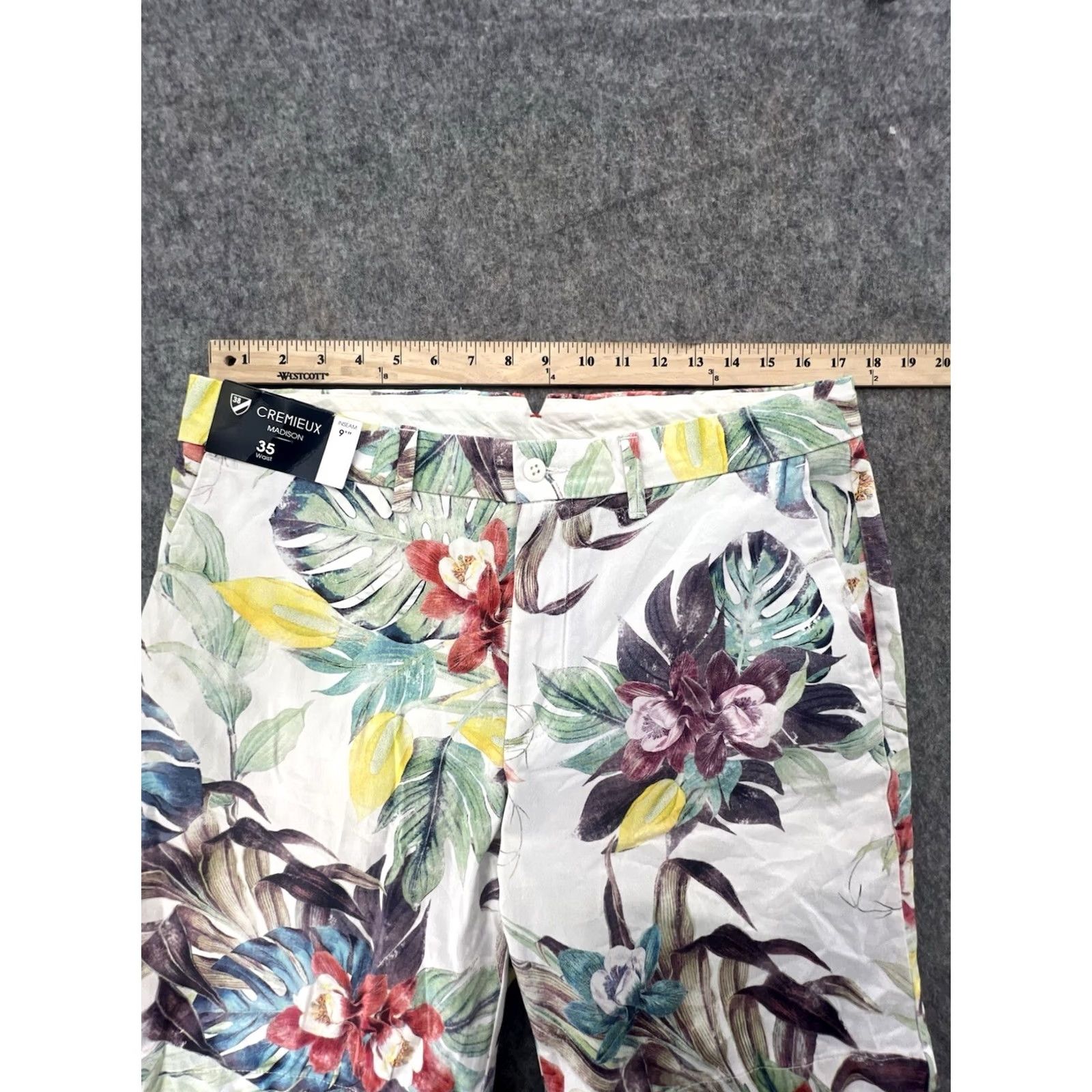 Cremieux Cremieux Men's Hawaiian Floral Palm Shorts NWT Size 35 Multicolor Regular Chino Pocket 9in Inseam Summer Spring Mens Size US 35 - 4 Thumbnail